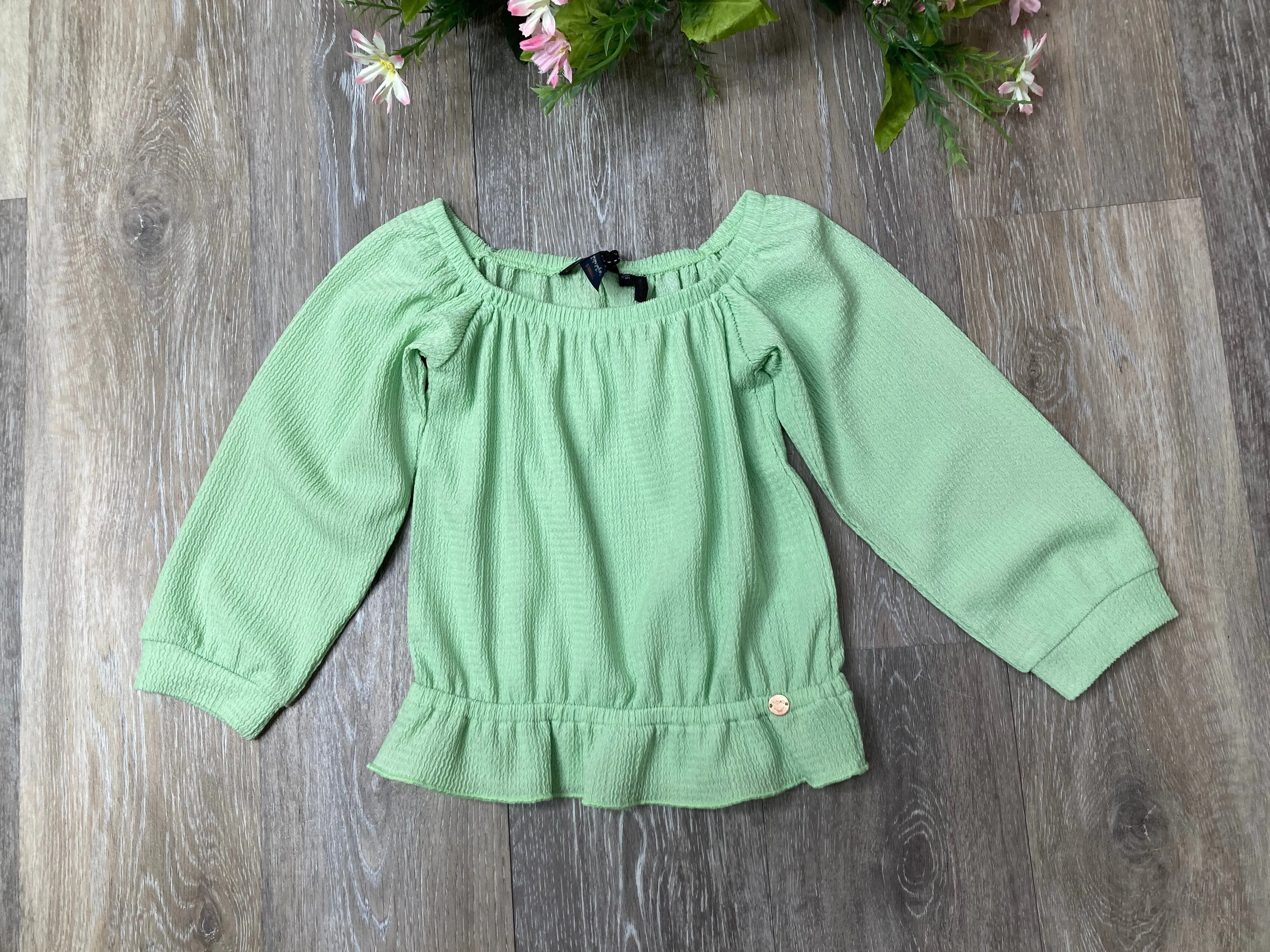 NON Green Peplum Top