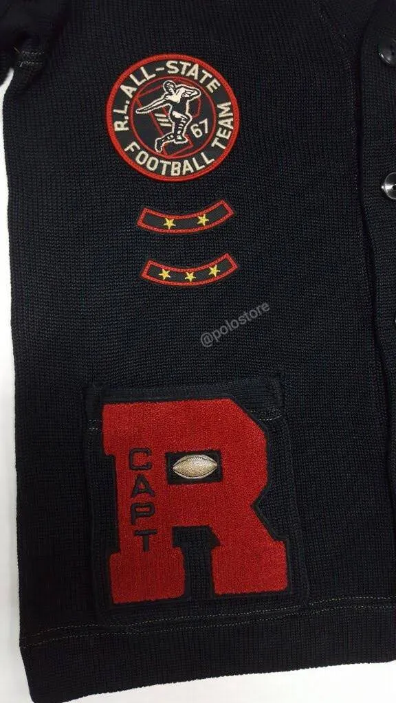 Nwt Polo Ralph Lauren Black Tiger Patch Cardigan