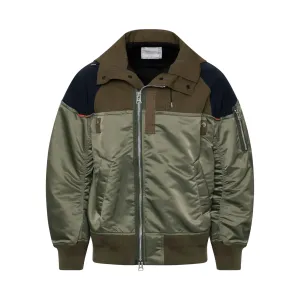Nylon Twill Bomber Jacket in Khaki