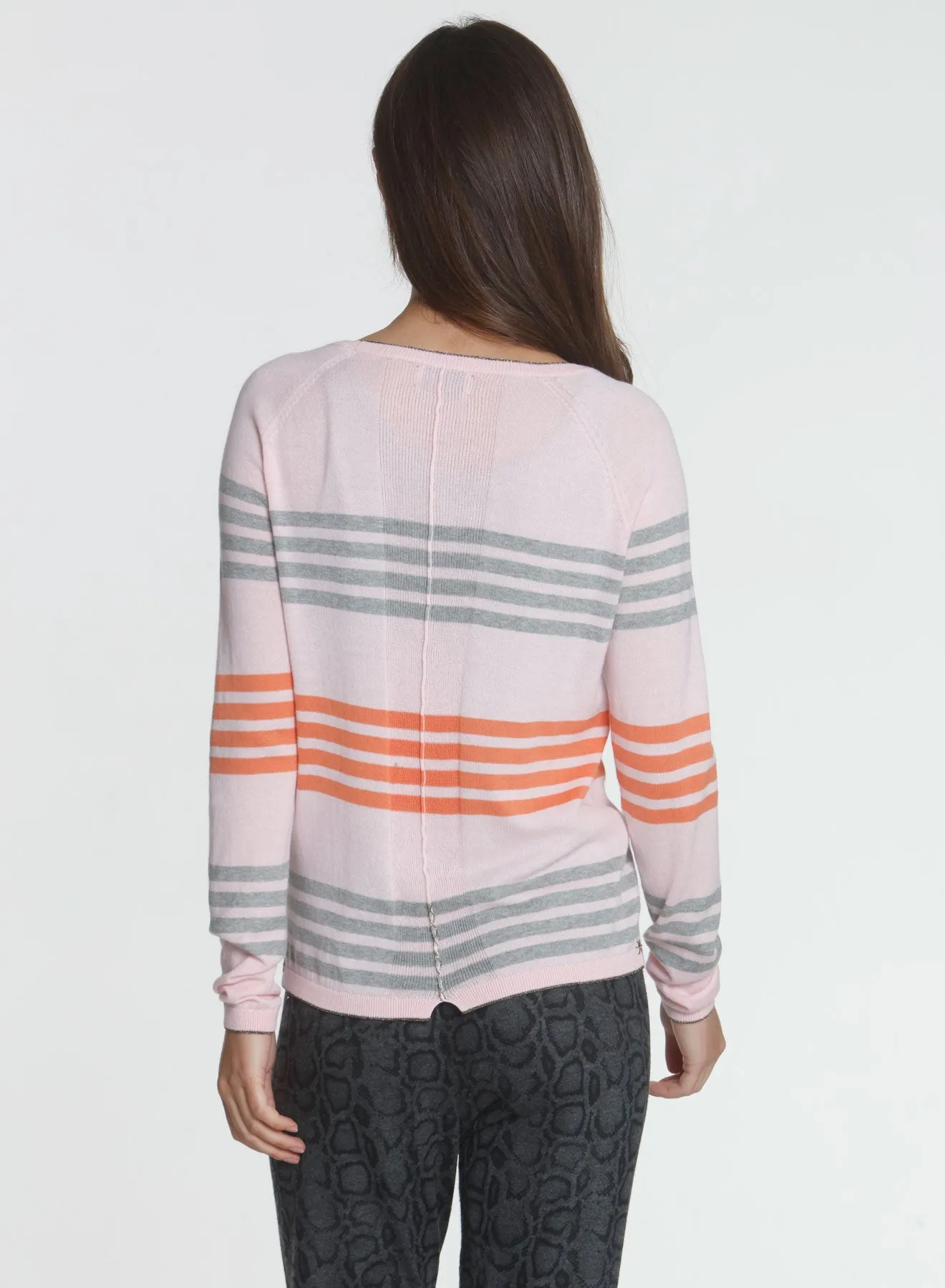 Olivia Stripe Crew - Peony