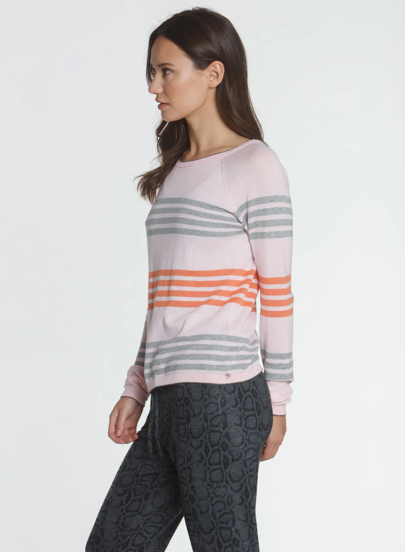 Olivia Stripe Crew - Peony