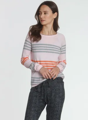 Olivia Stripe Crew - Peony