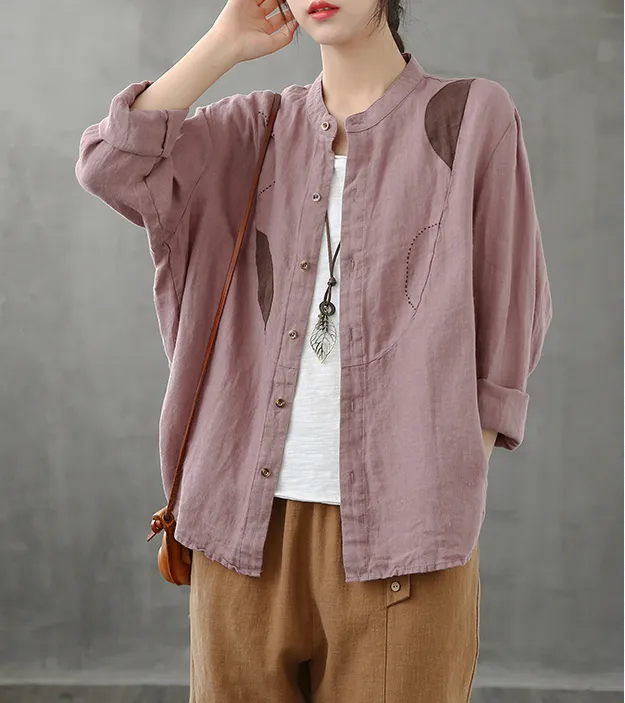 Plaid Women Casual Blouse Cotton Linen Shirts Tops DZA200963