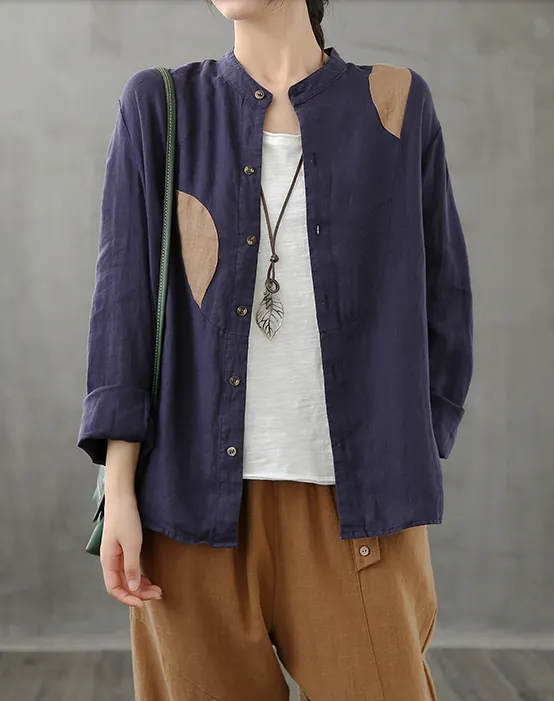 Plaid Women Casual Blouse Cotton Linen Shirts Tops DZA200963