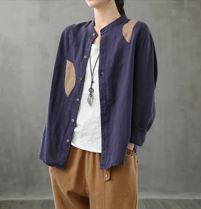 Plaid Women Casual Blouse Cotton Linen Shirts Tops DZA200963