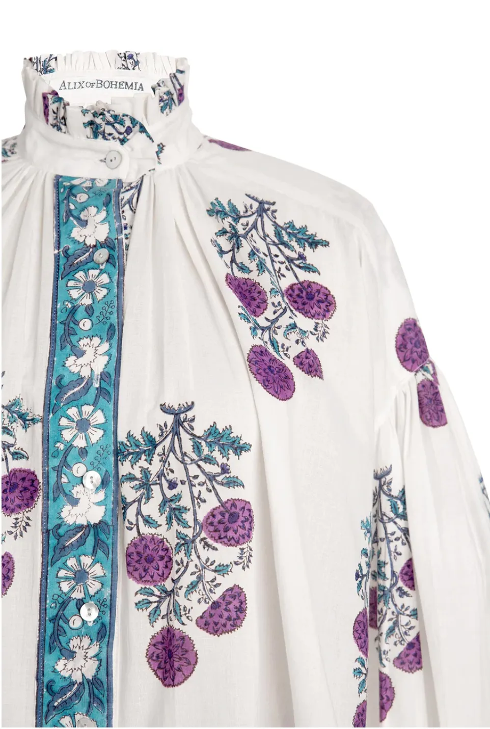 Poet Blouse, White  & Purple