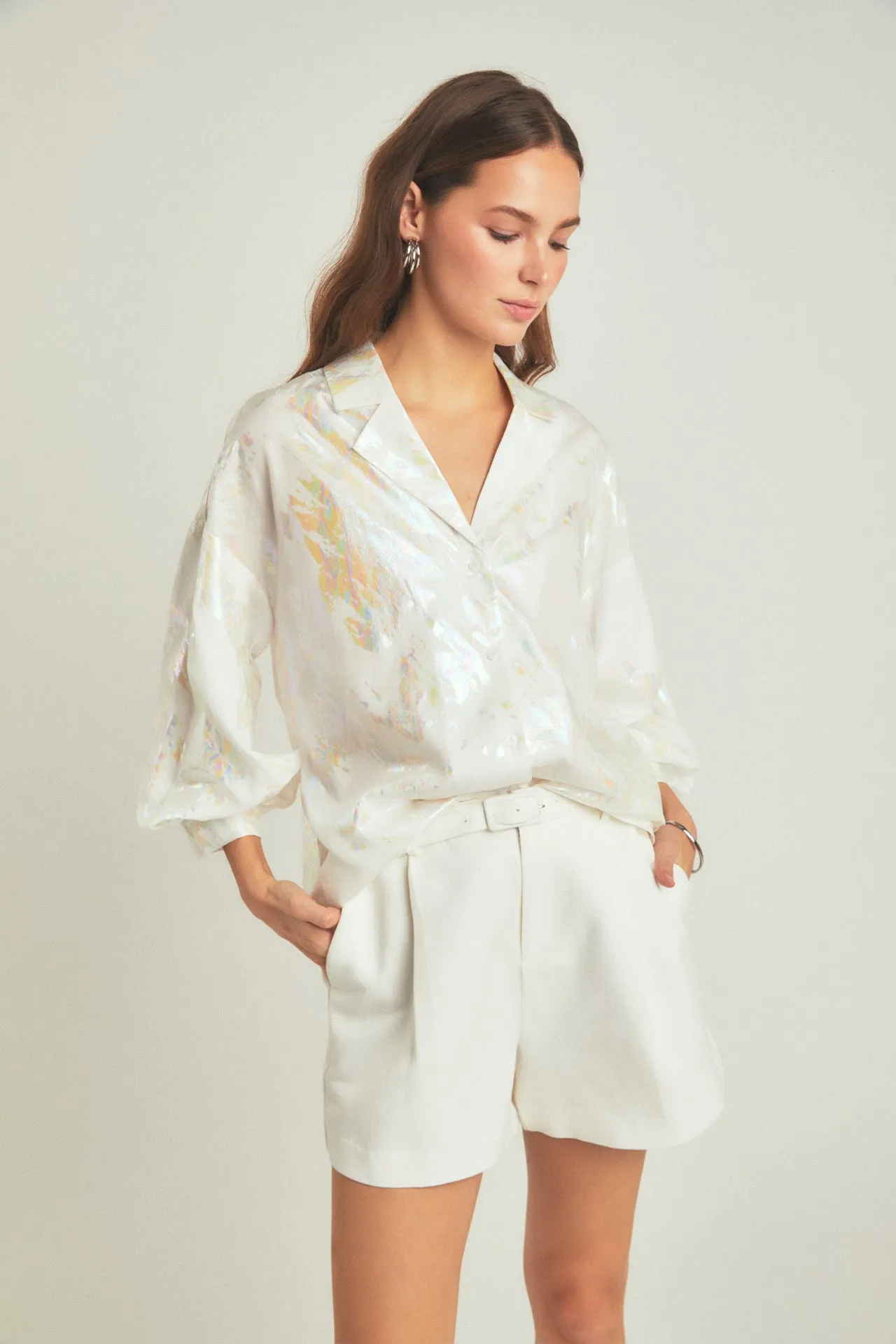 Print Foil Collared Shirt