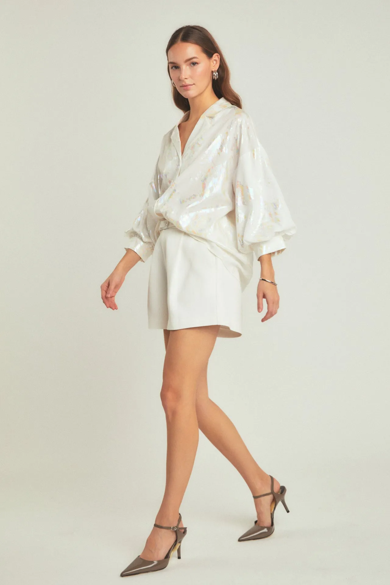 Print Foil Collared Shirt