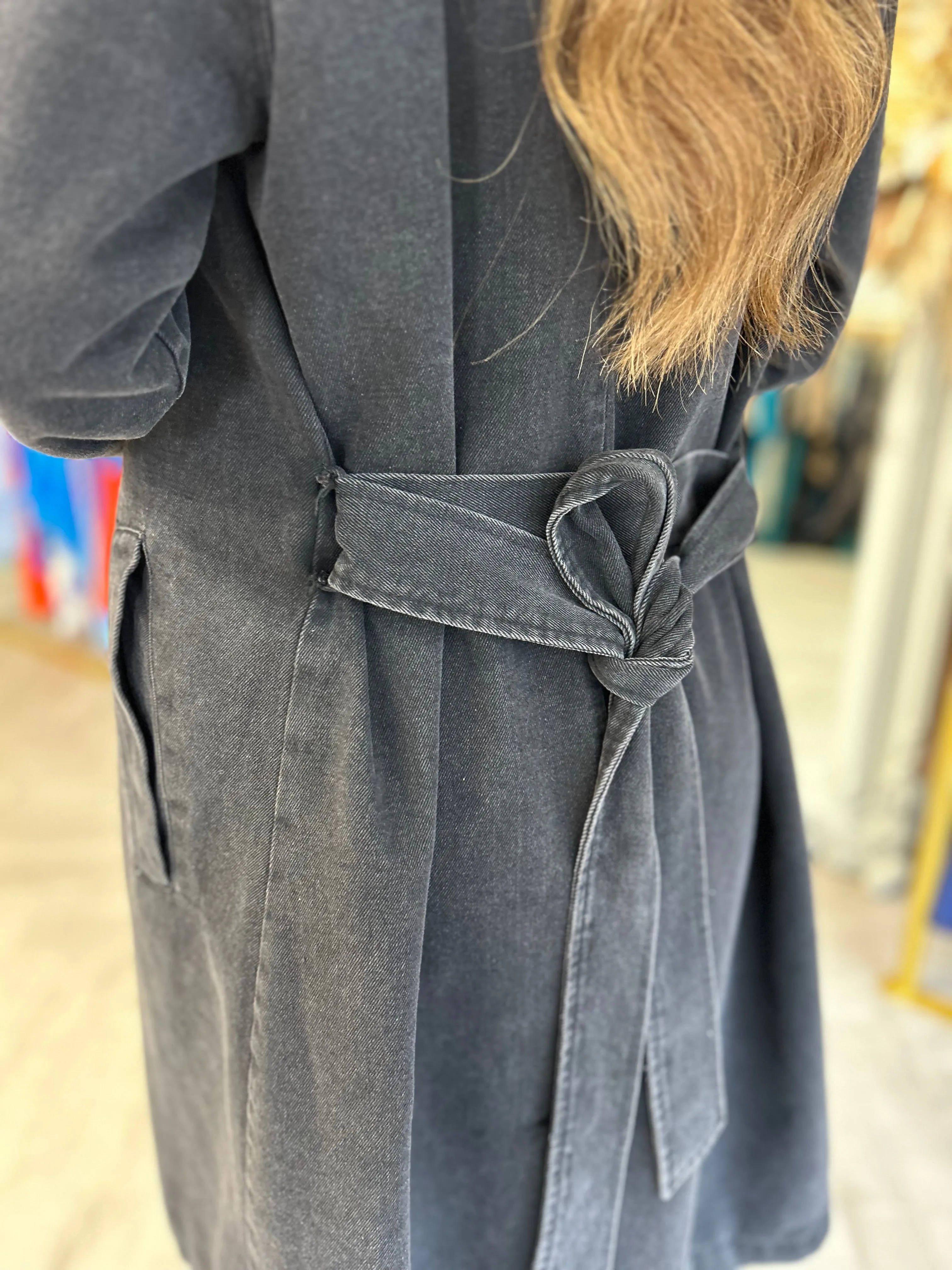 Raye Denim Trench Black
