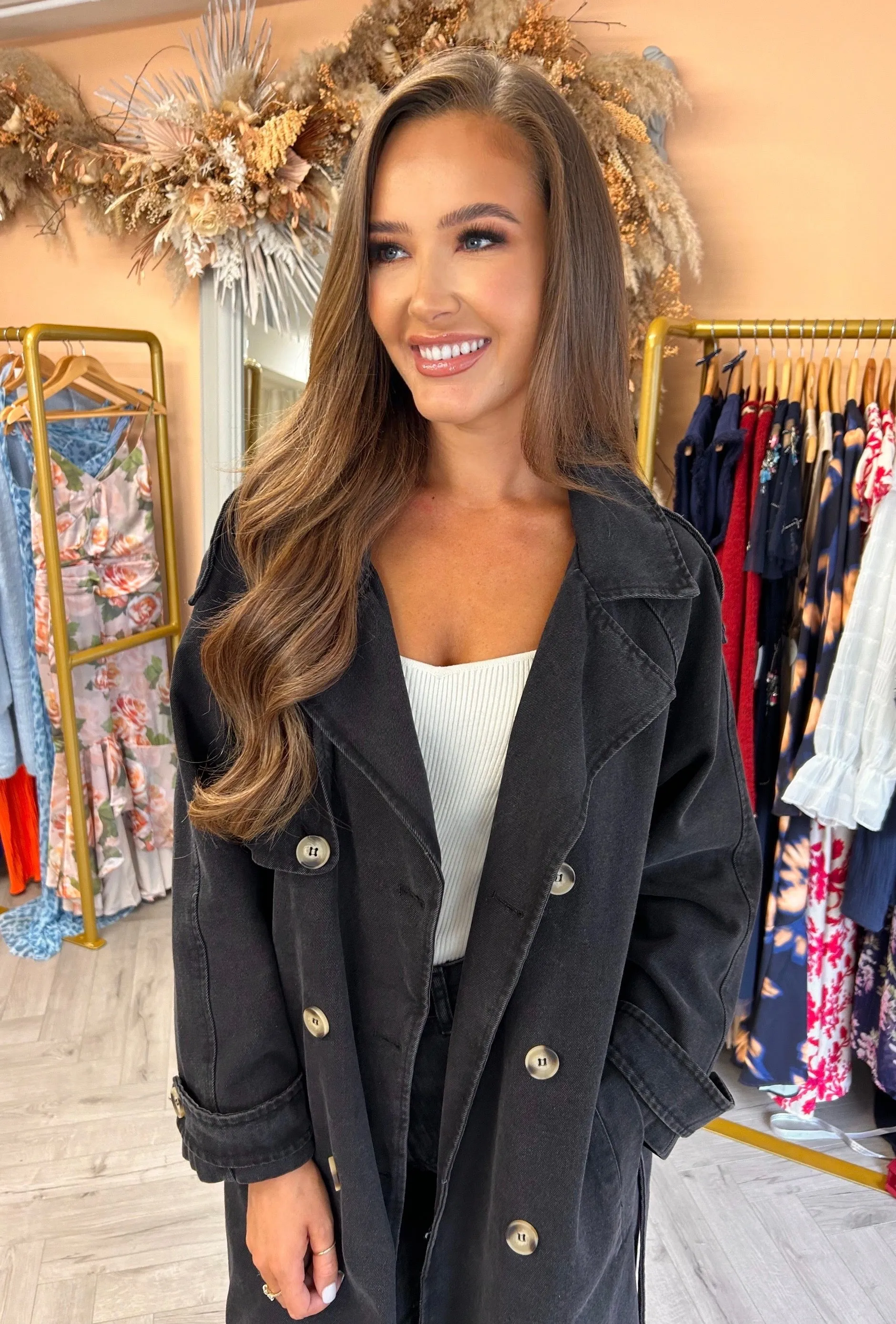 Raye Denim Trench Black