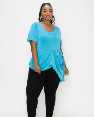 Savannah Draped Peplum Top | Turquoise