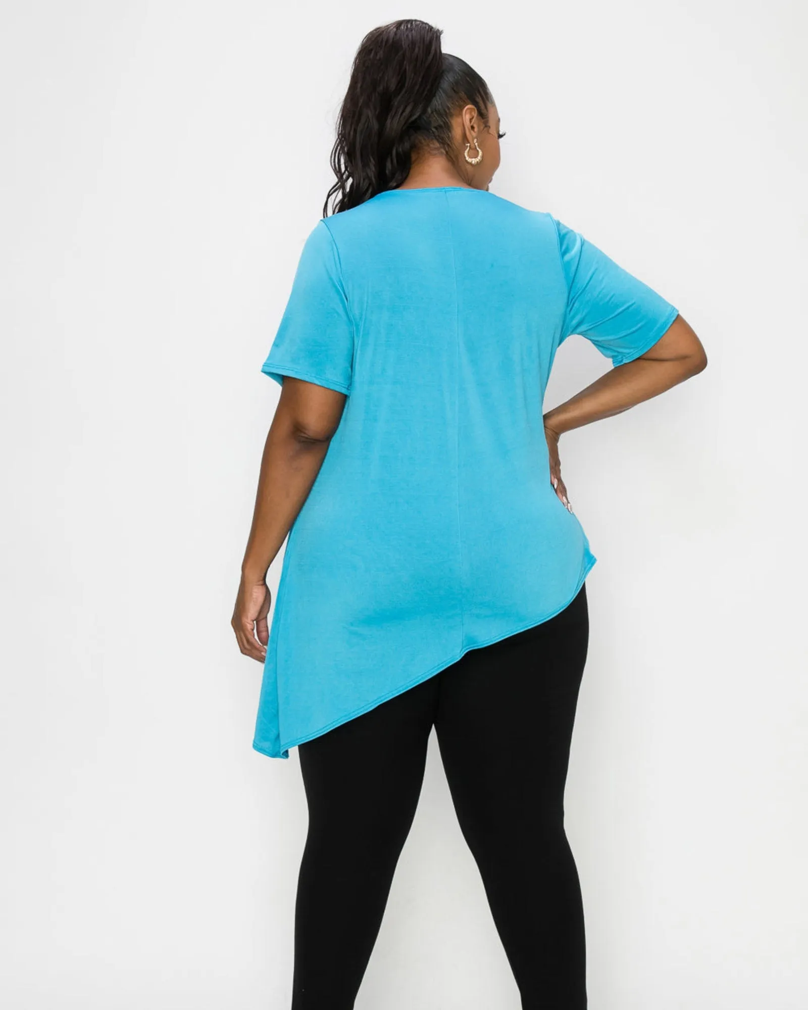 Savannah Draped Peplum Top | Turquoise