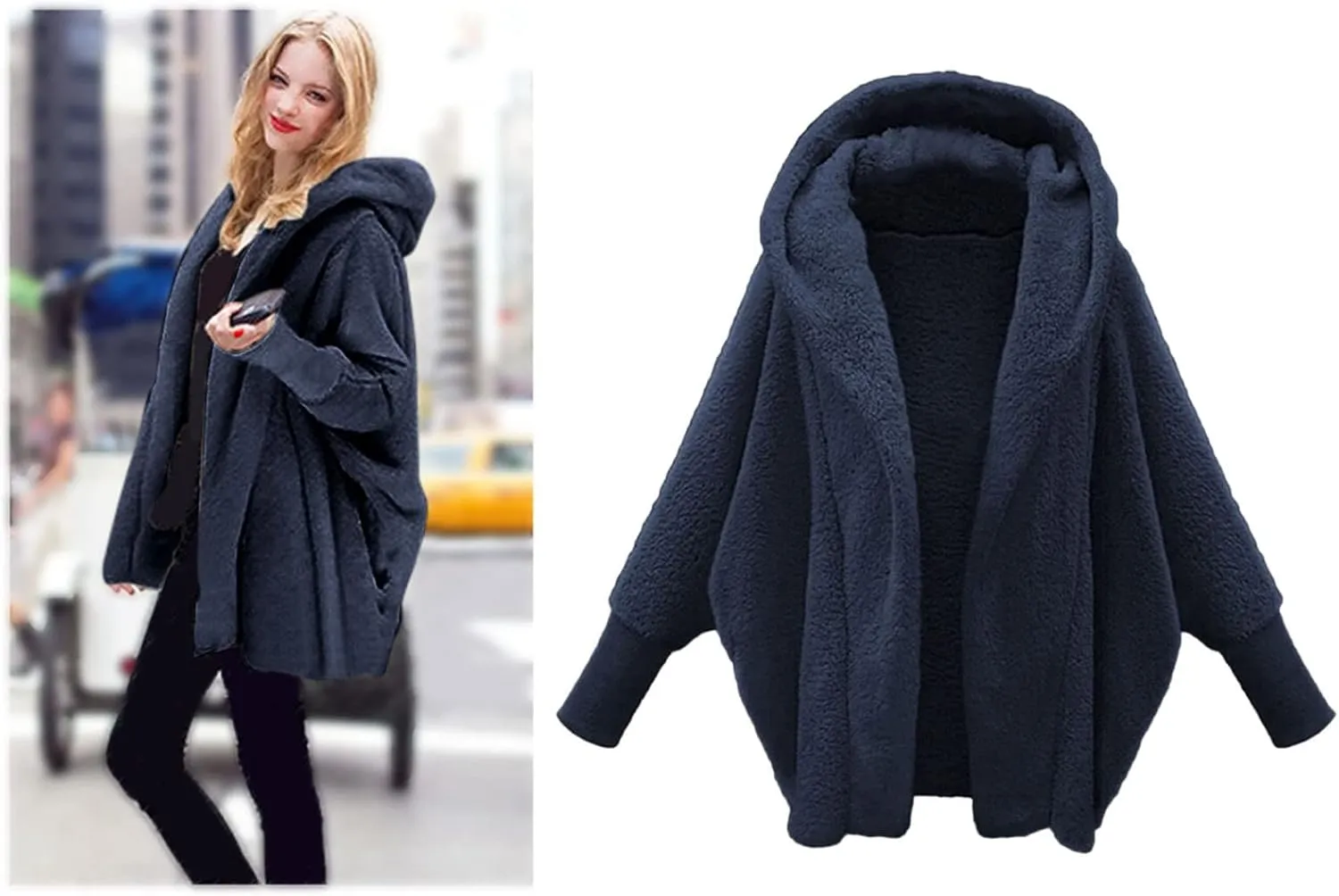SHAOBGE Athletic Jacket Women Womens Winter Long Sleeve Solid Fuzzy Fleece Open Front Hooded Cardigans Juniors Long