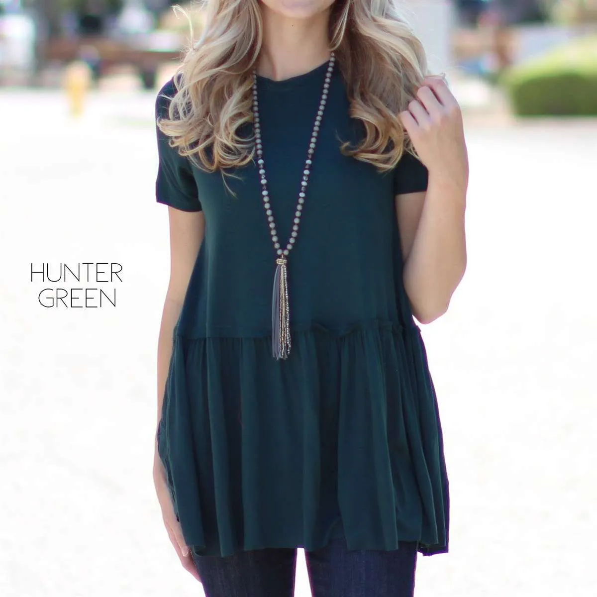 Short Sleeve Peplum Tunic