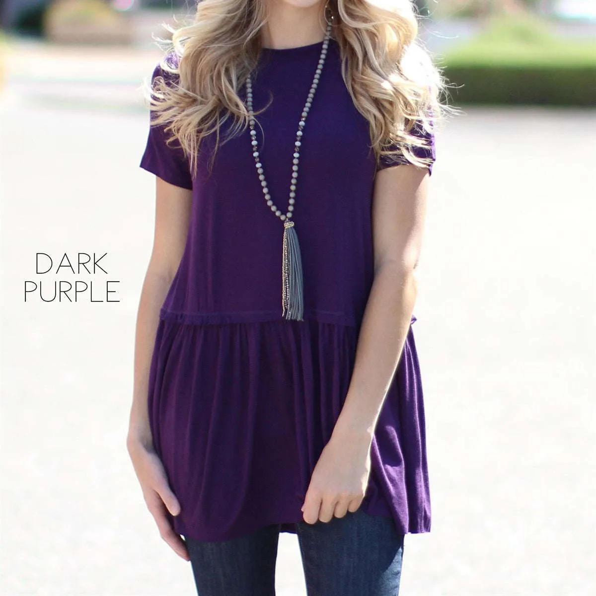 Short Sleeve Peplum Tunic