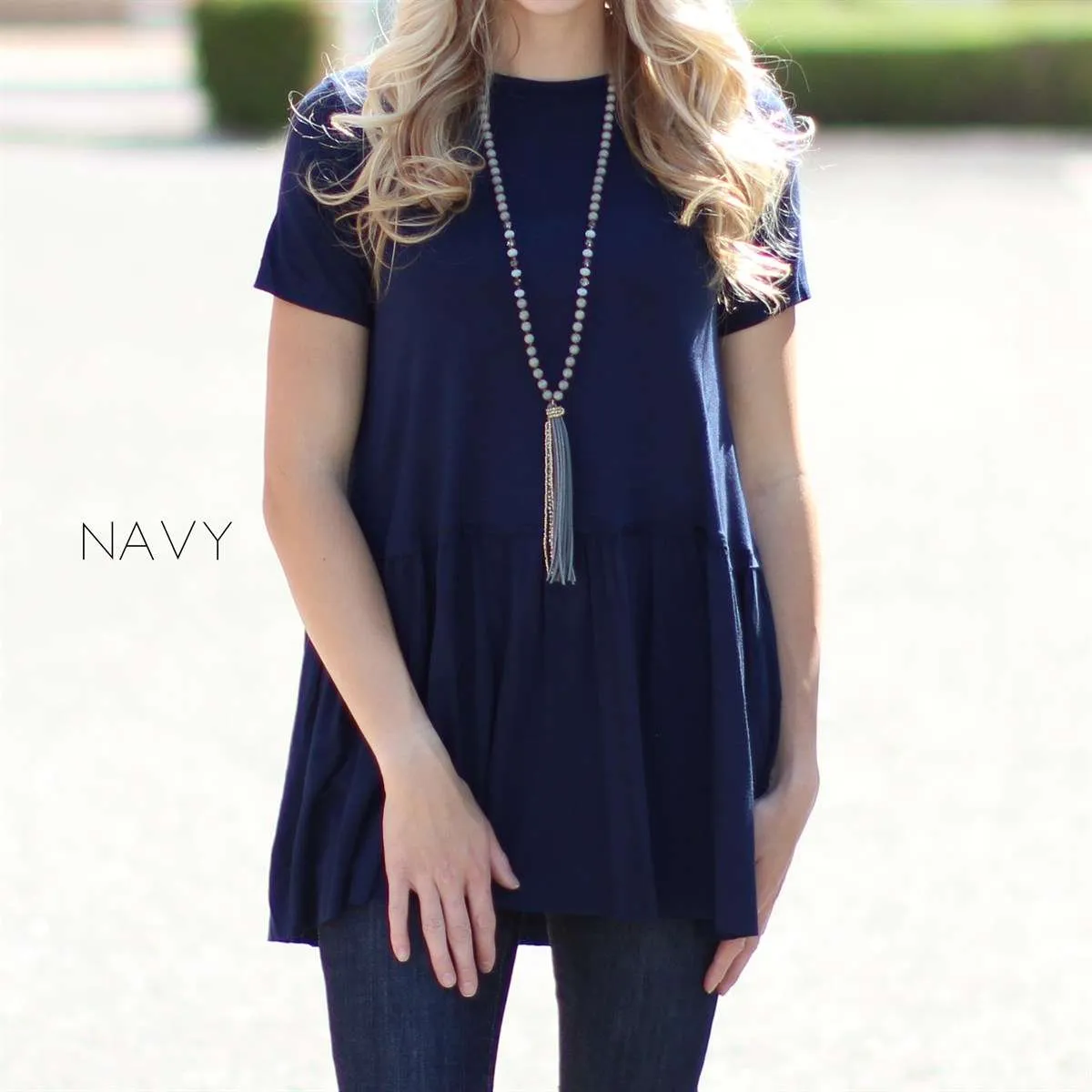 Short Sleeve Peplum Tunic