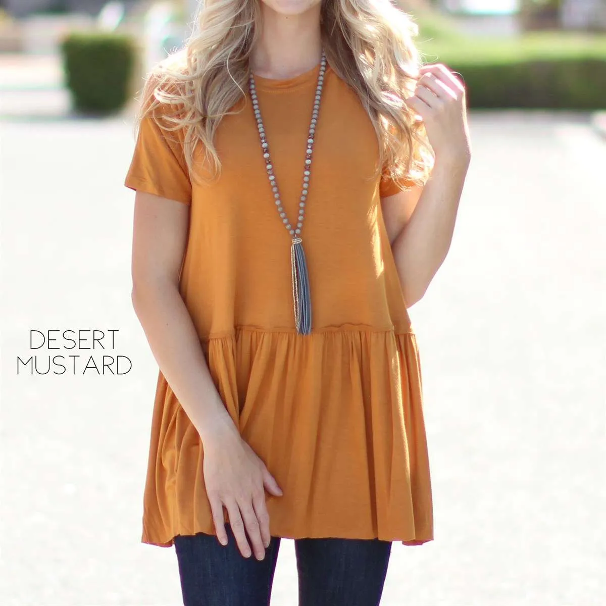 Short Sleeve Peplum Tunic