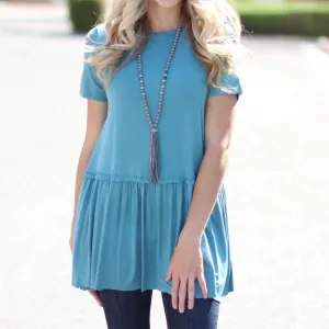 Short Sleeve Peplum Tunic