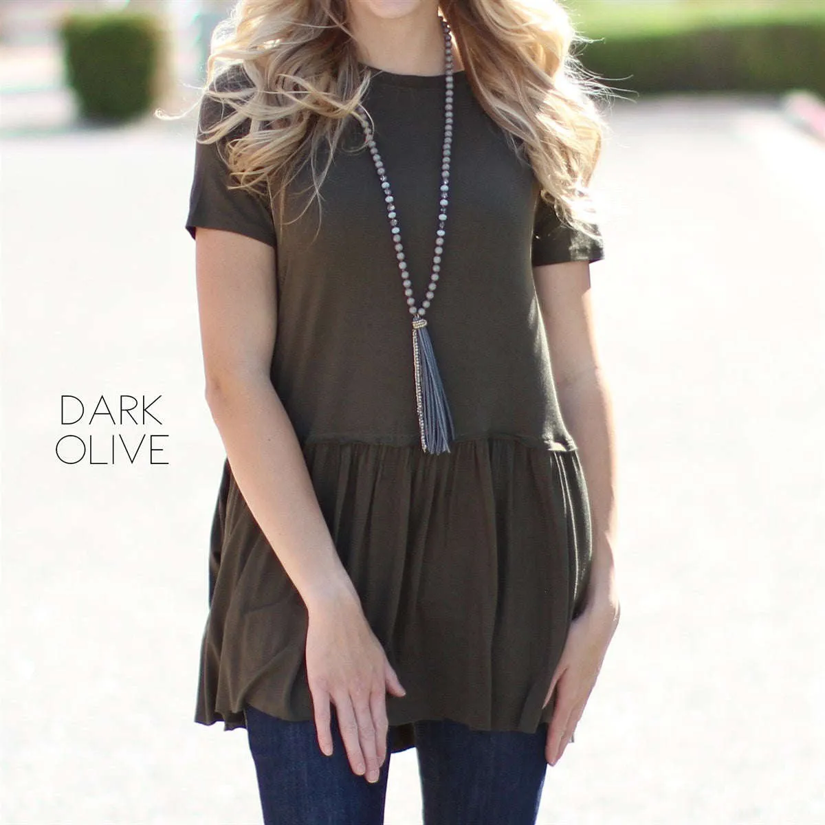 Short Sleeve Peplum Tunic