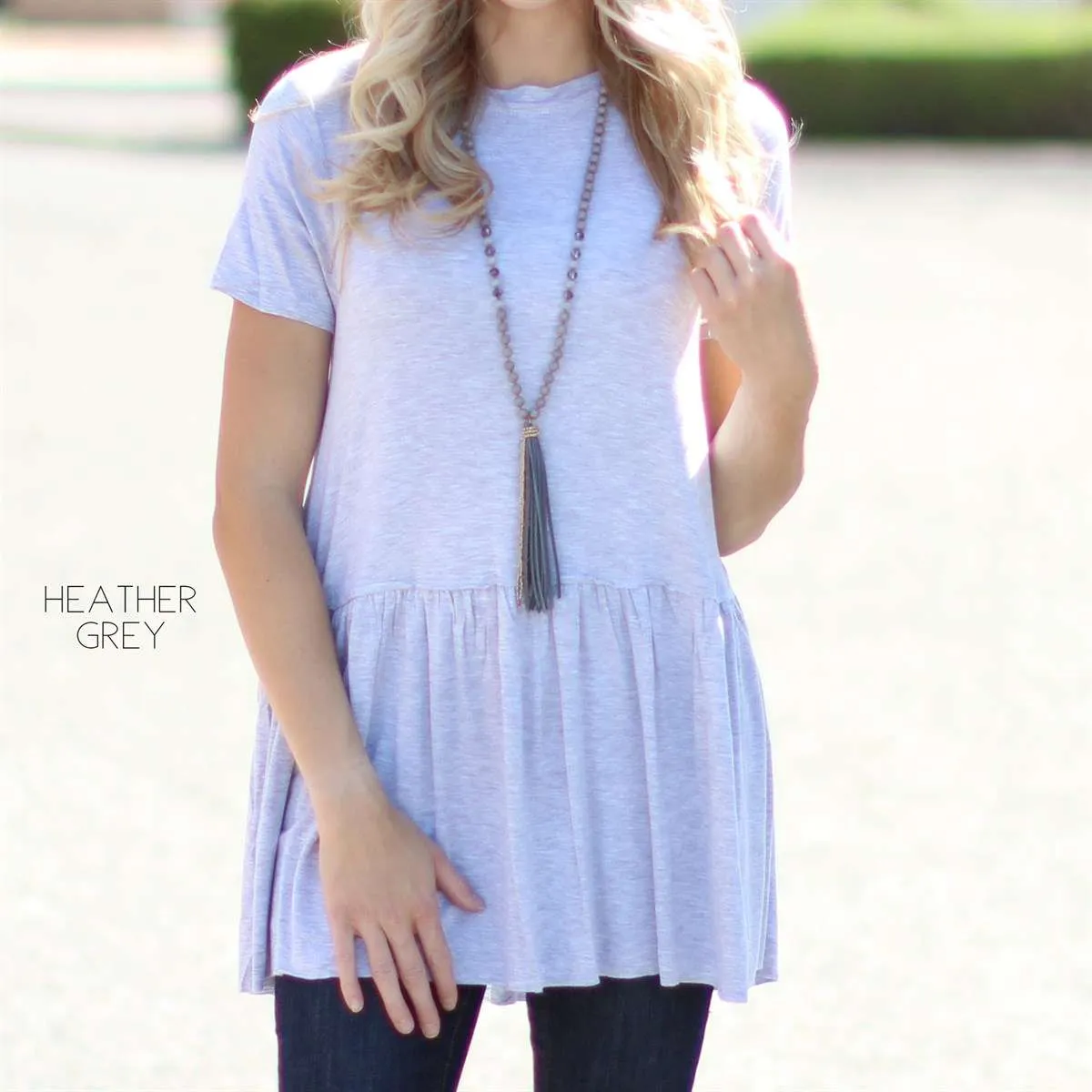 Short Sleeve Peplum Tunic