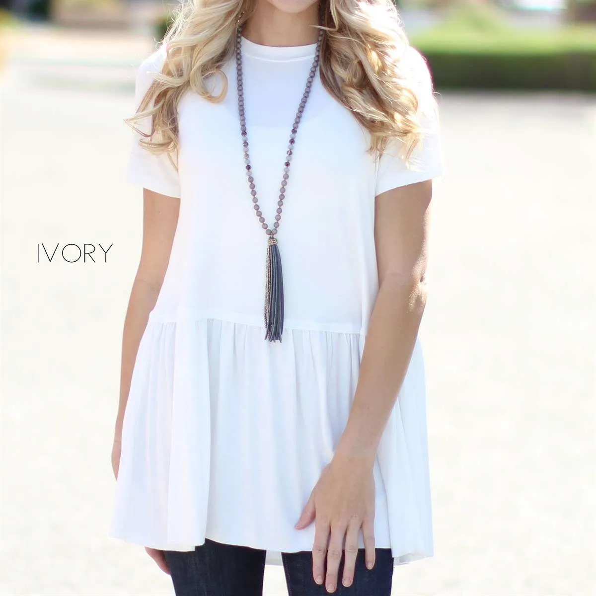 Short Sleeve Peplum Tunic