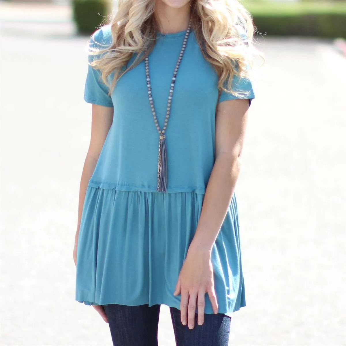 Short Sleeve Peplum Tunic