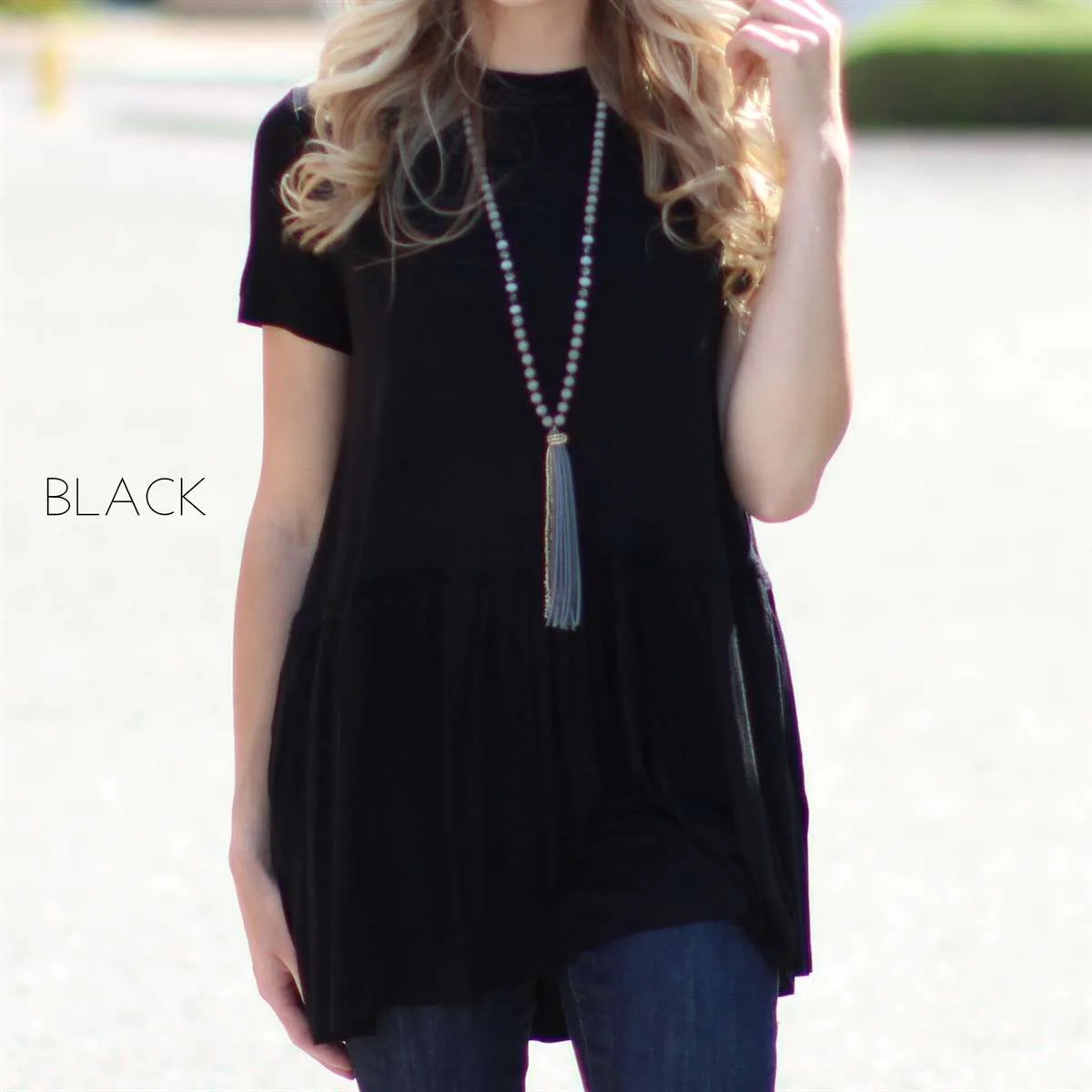 Short Sleeve Peplum Tunic
