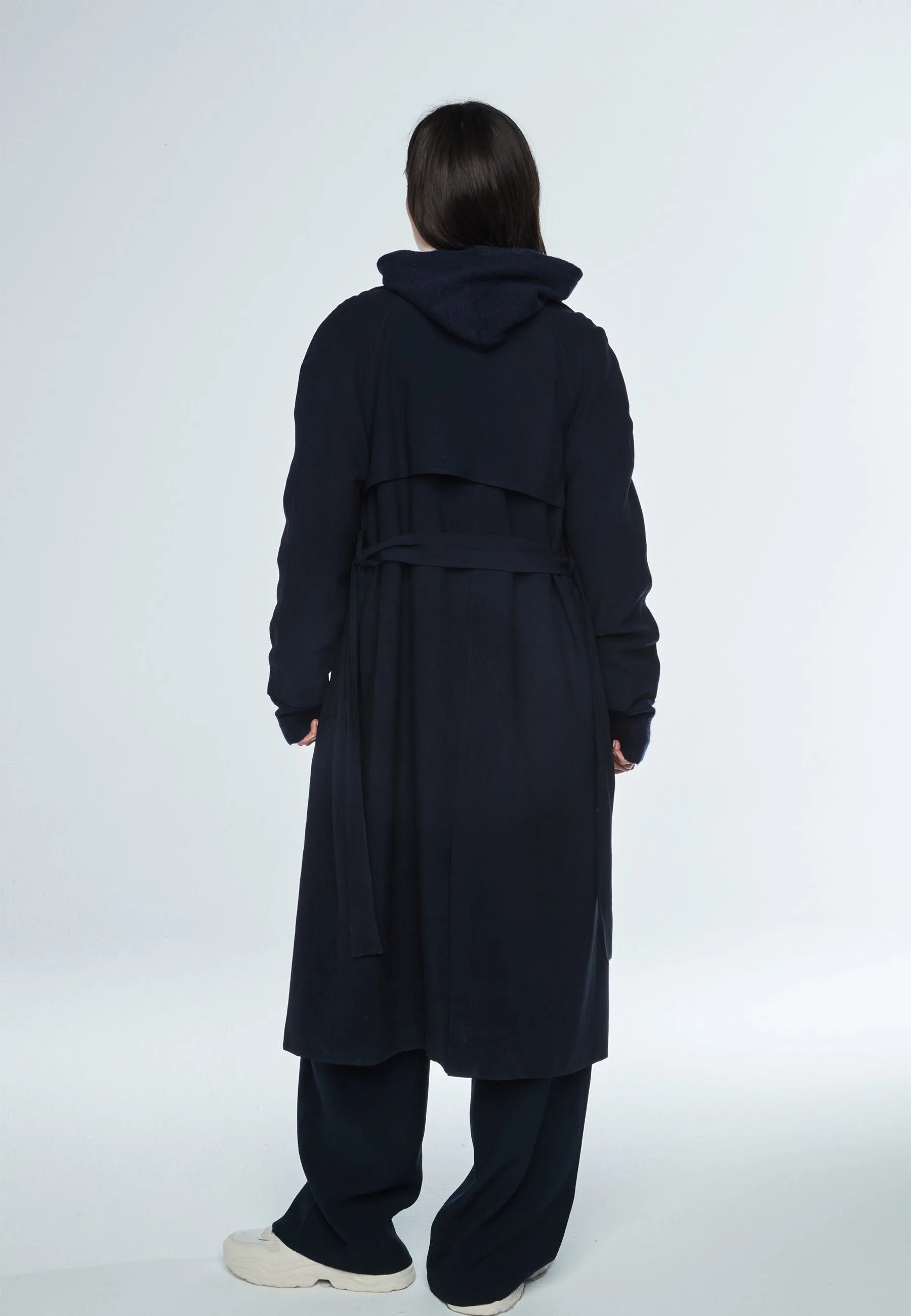 Simone Trench in Navy Blue