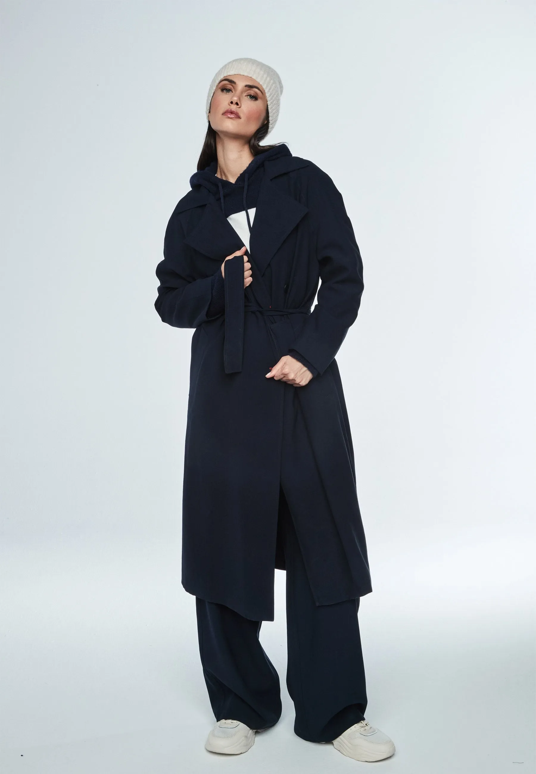 Simone Trench in Navy Blue