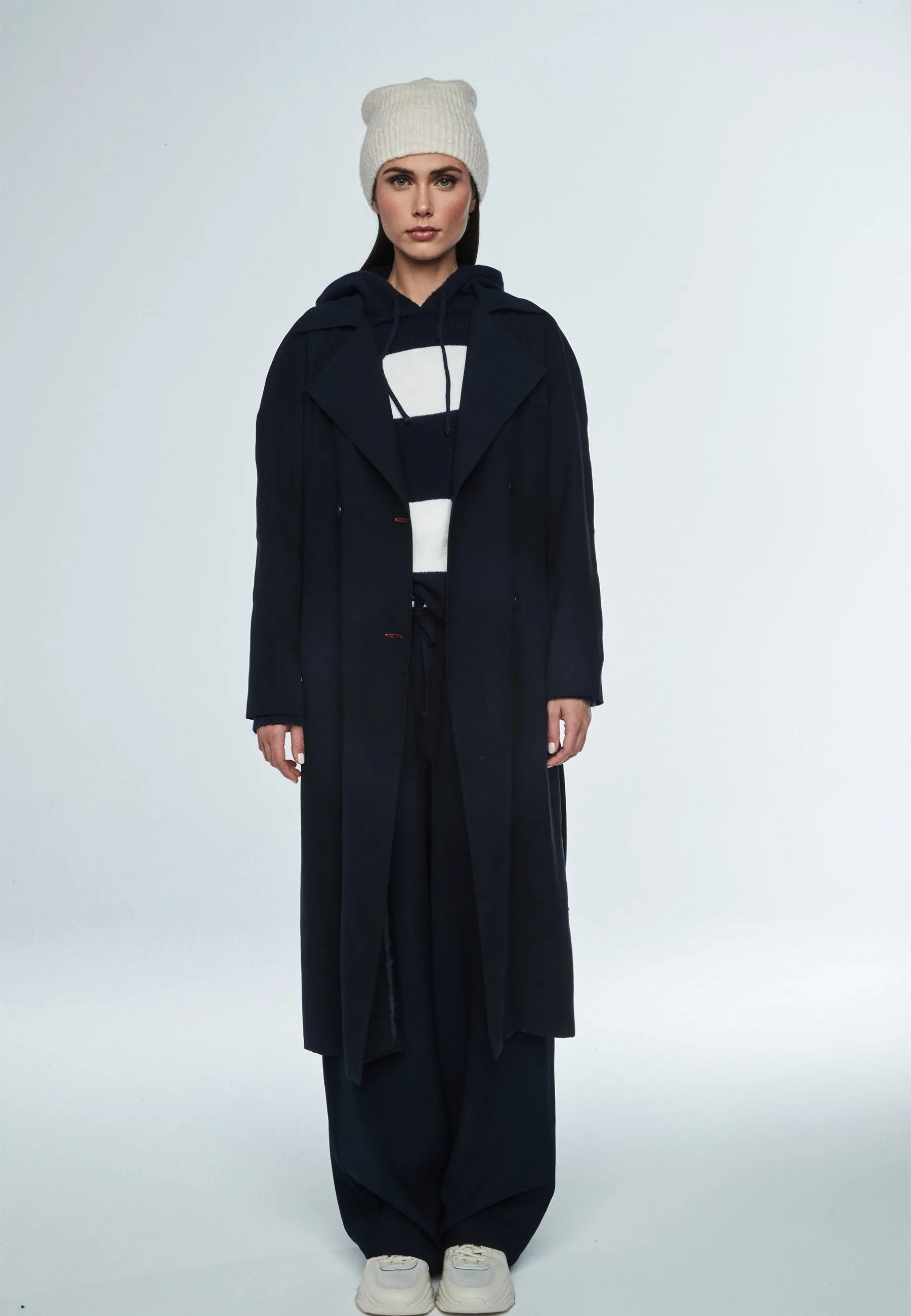 Simone Trench in Navy Blue