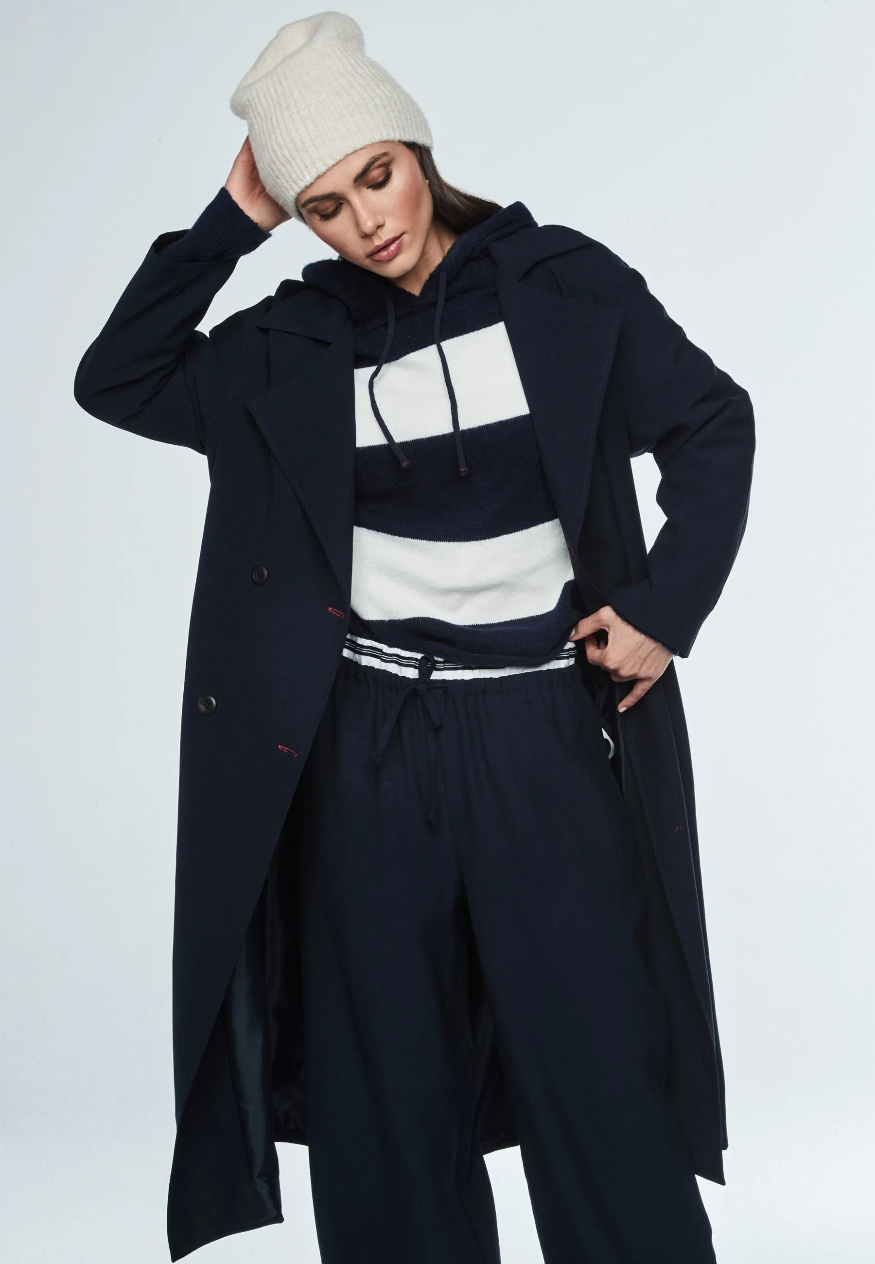 Simone Trench in Navy Blue
