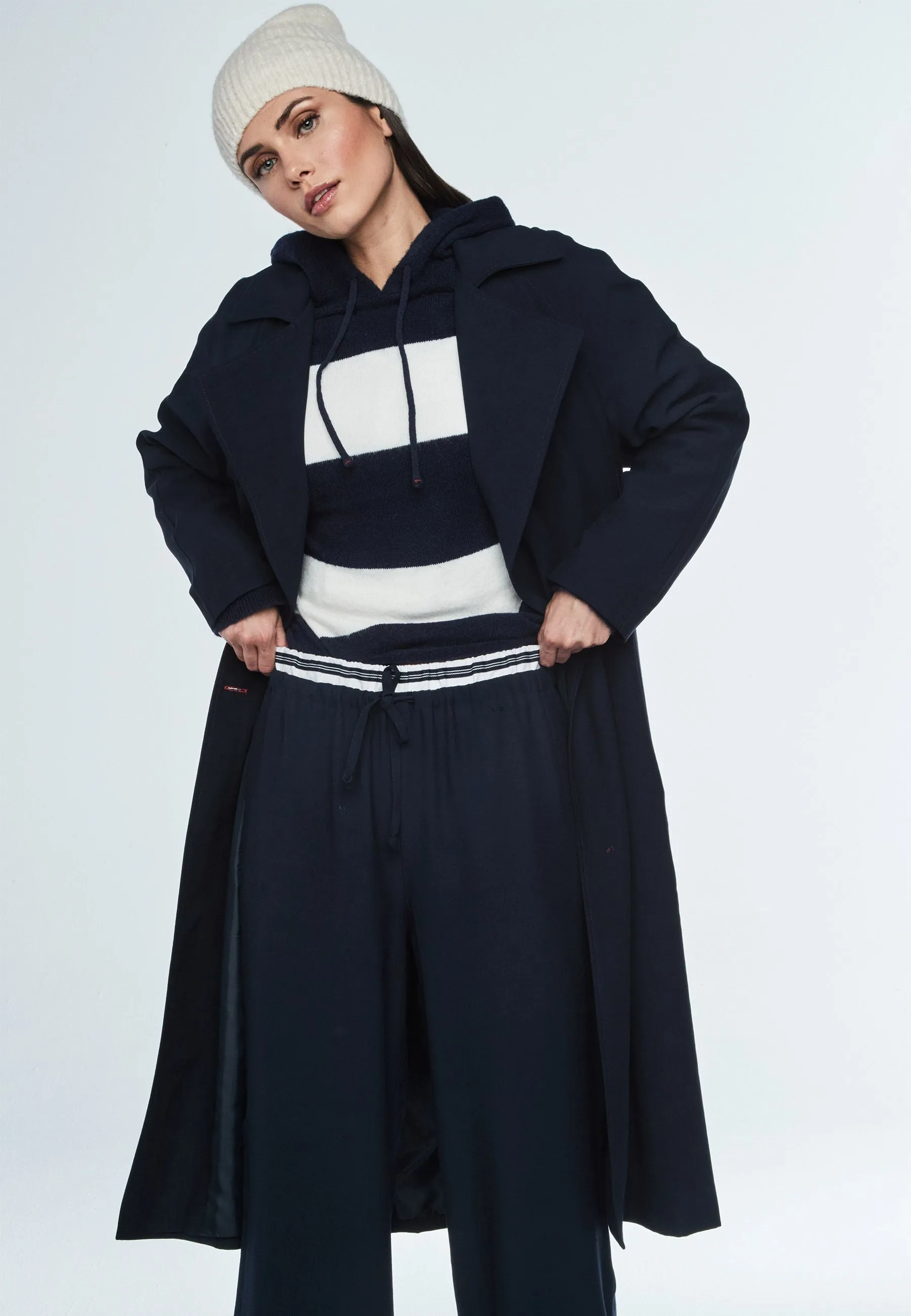 Simone Trench in Navy Blue