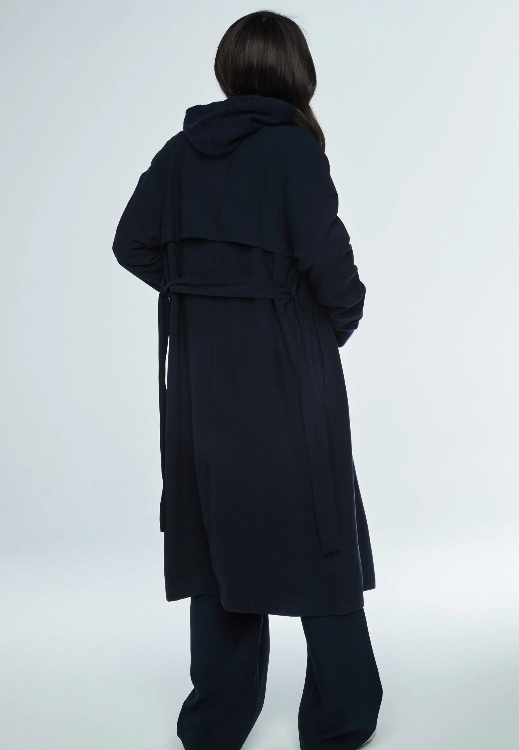 Simone Trench in Navy Blue