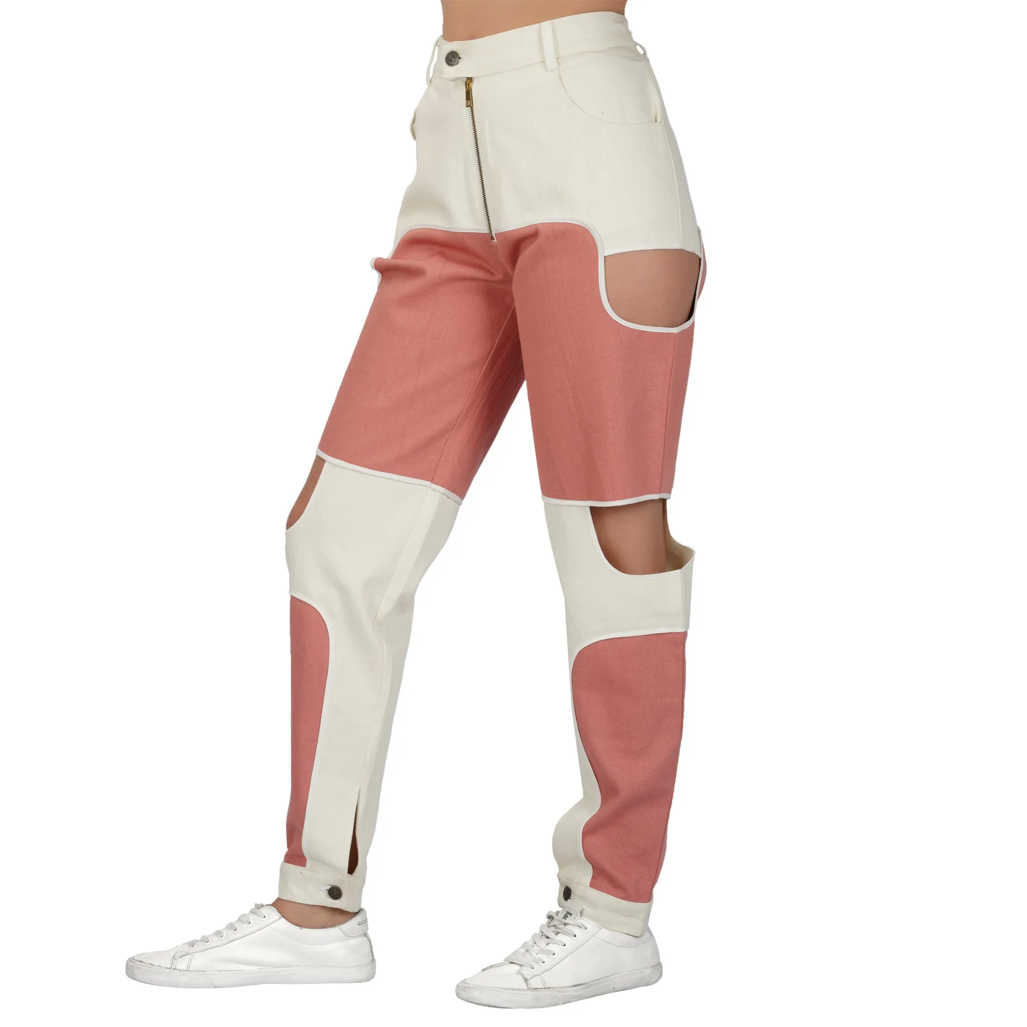 SLAY. Women's Pink & White Colorblock Denim Jacket & Jeans Co-ord Set
