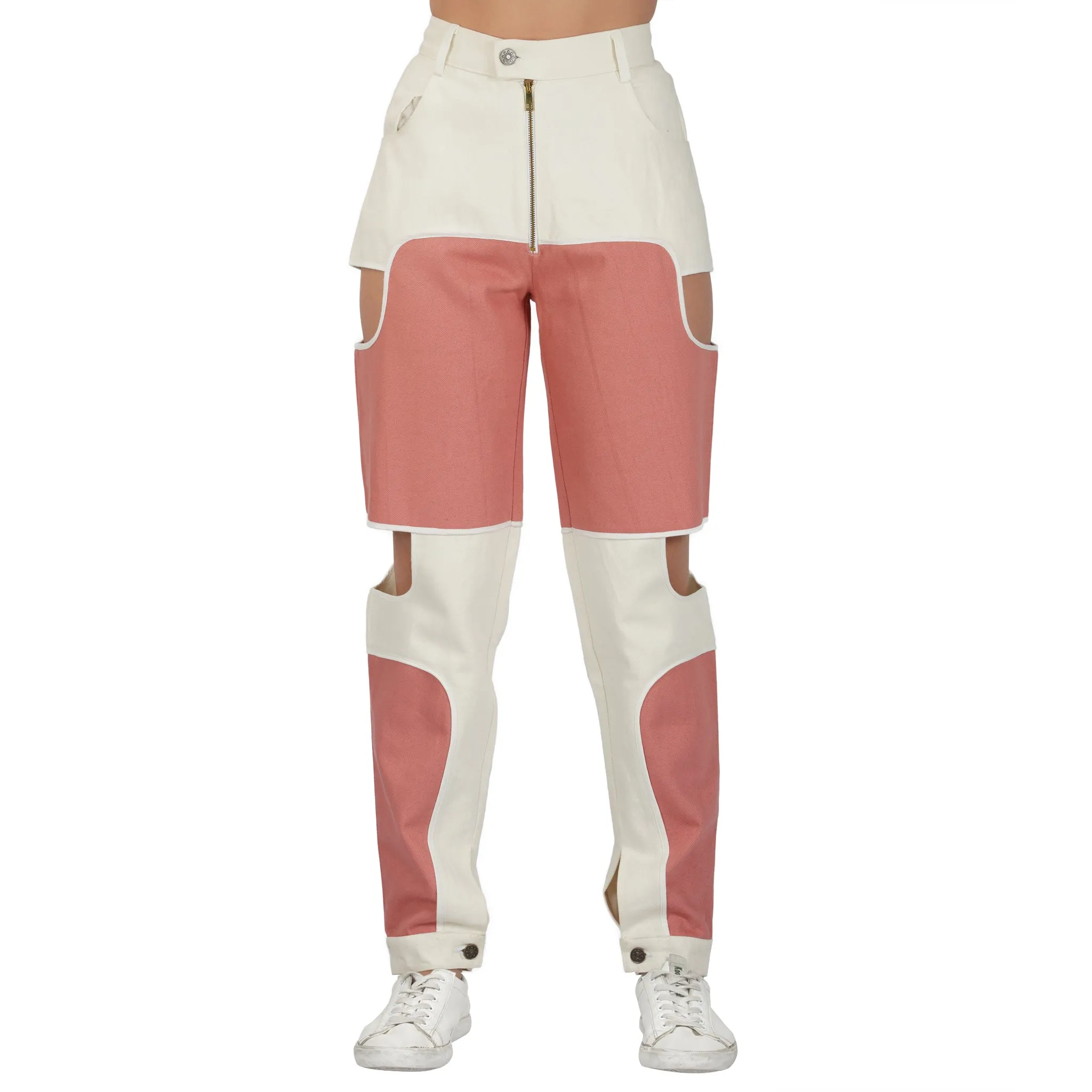 SLAY. Women's Pink & White Colorblock Denim Jacket & Jeans Co-ord Set