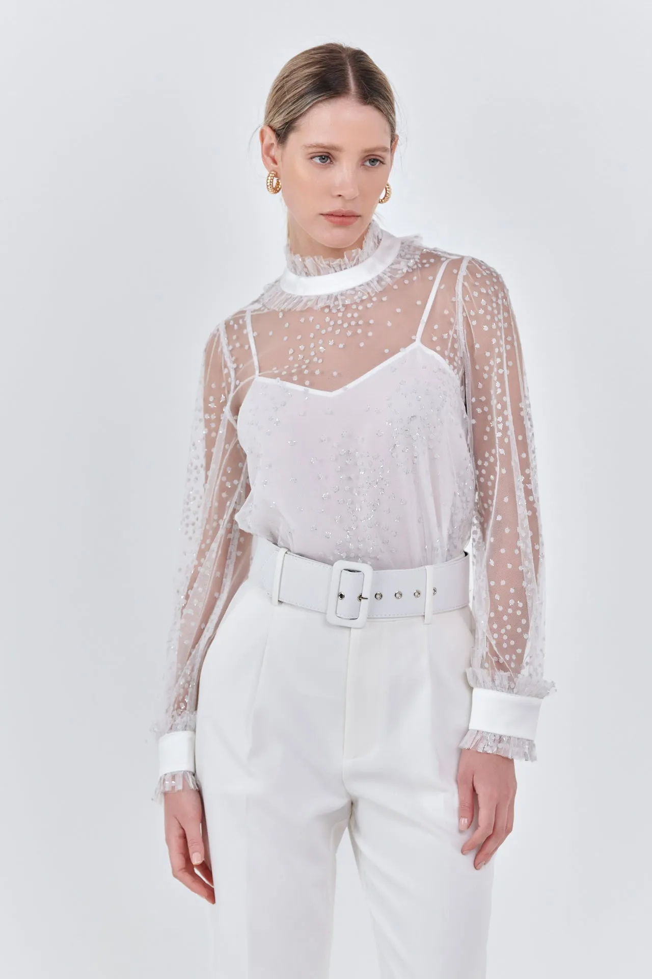 Speckled Mesh Blouse