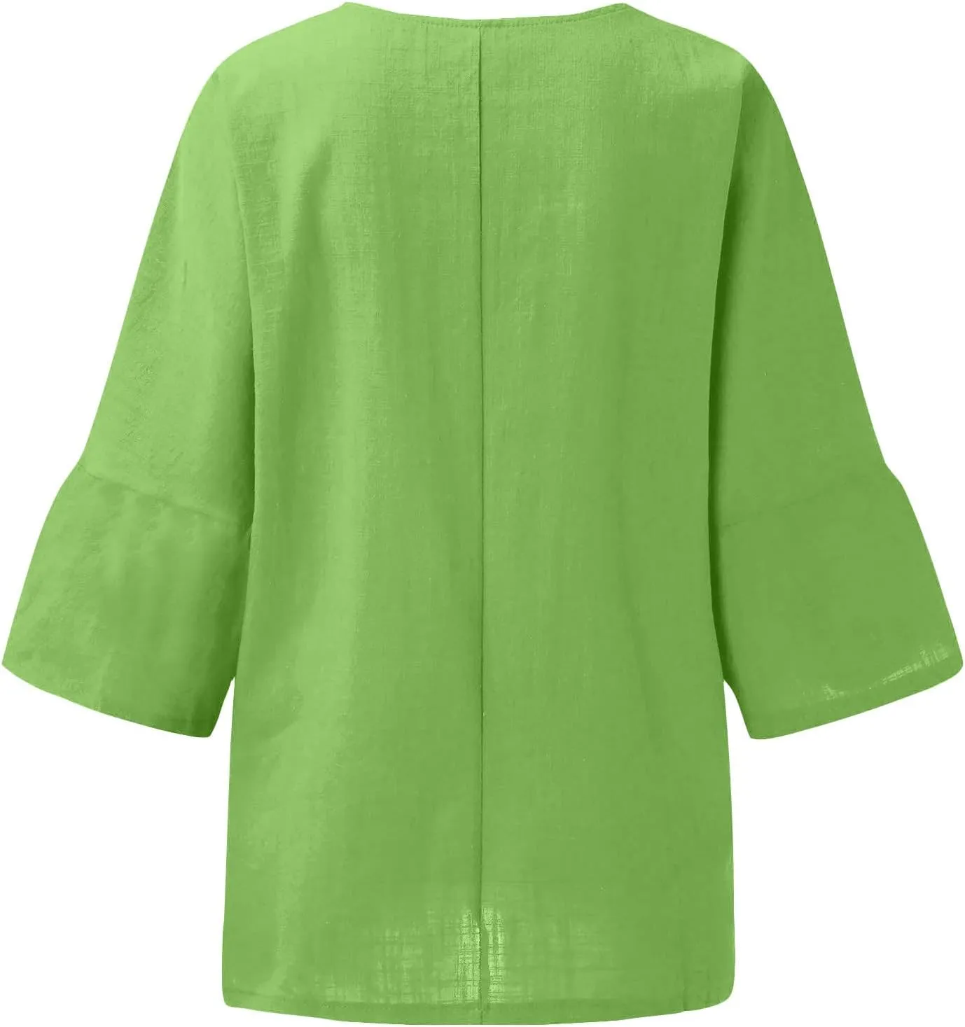 Summer Tops for Women 2025 Trendy 3/4 Length Sleeve Crew Neck Lined Shirts Loose Fit Side Split Solid Blouses Casual