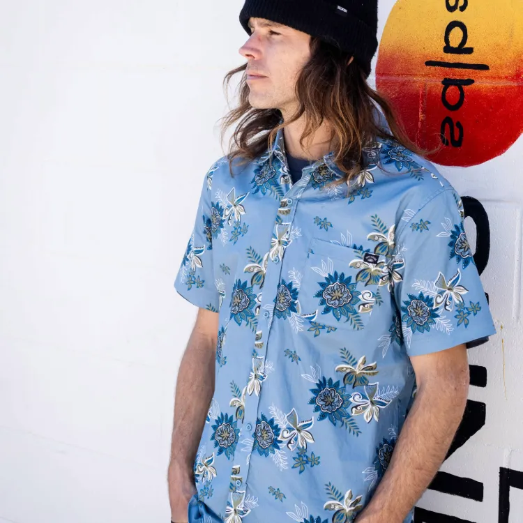 SunDiego Fiesta Short Sleeve Woven - Light Blue
