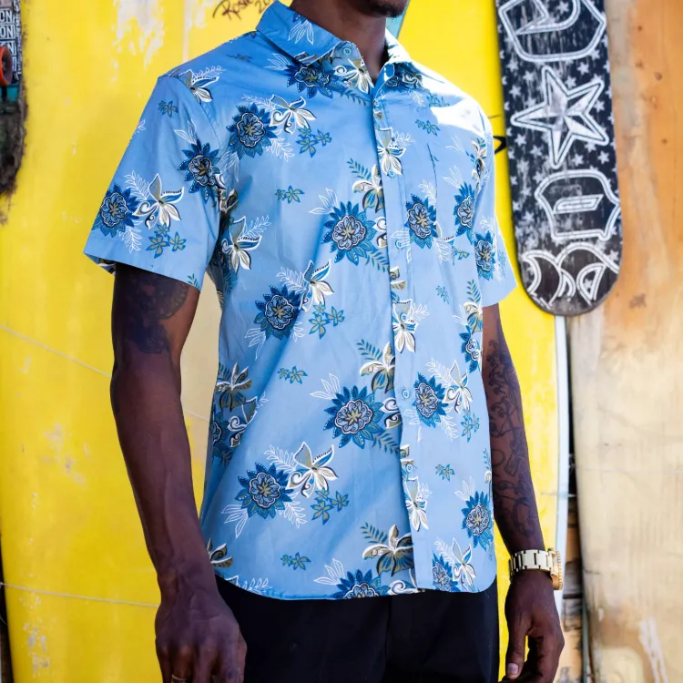 SunDiego Fiesta Short Sleeve Woven - Light Blue