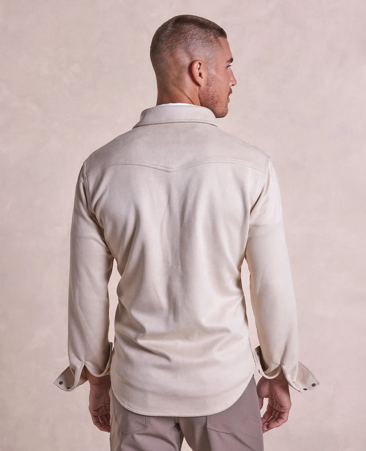 The Wyatt - Microsuede Shirt Jacket - Taupe
