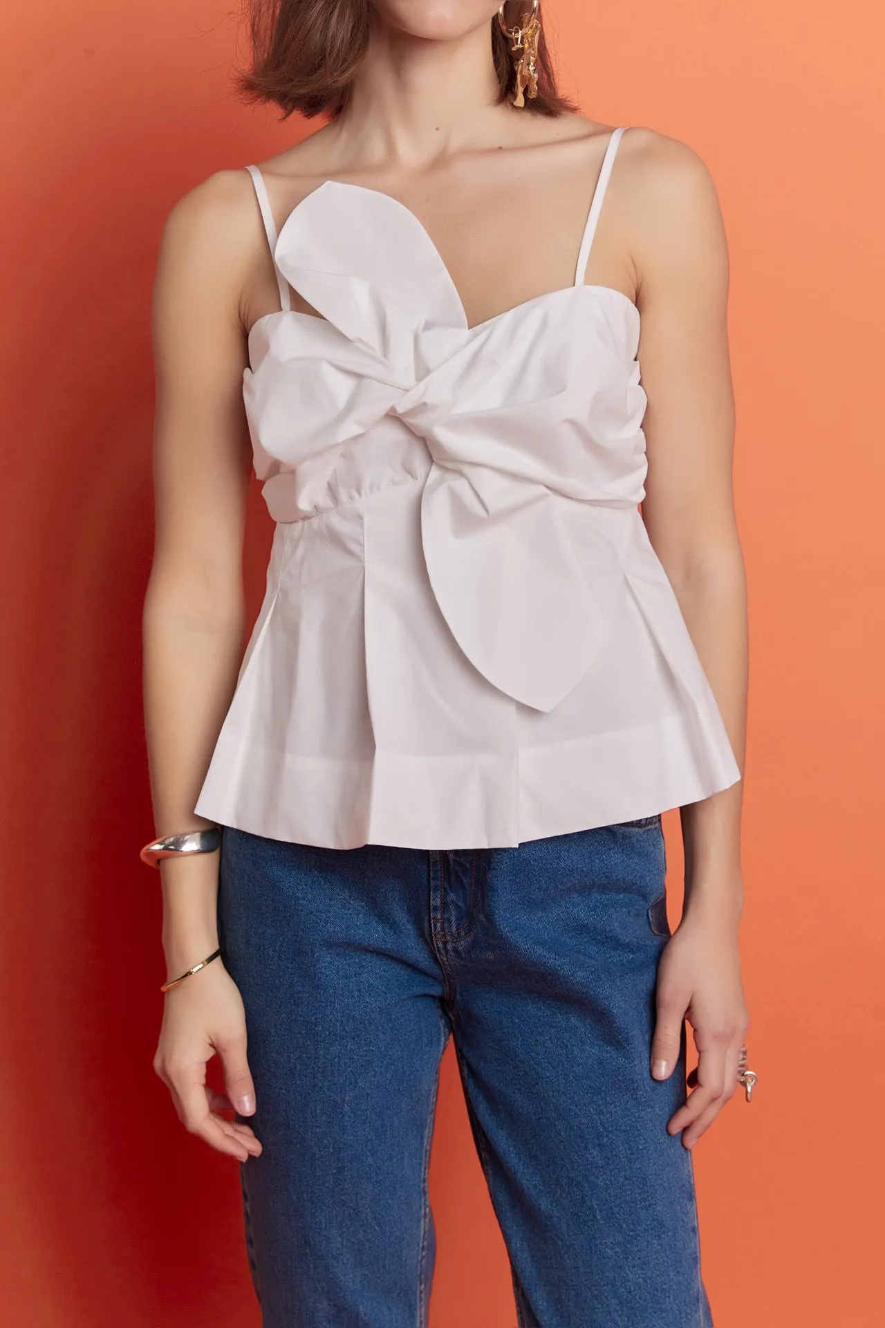 Tie Sleeveless Peplum Top