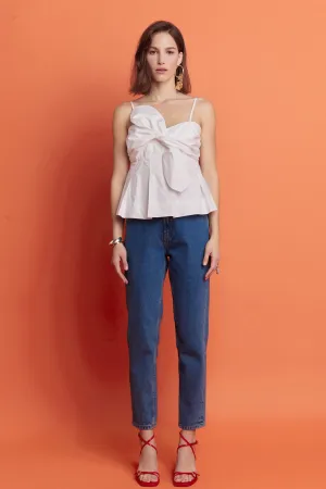 Tie Sleeveless Peplum Top