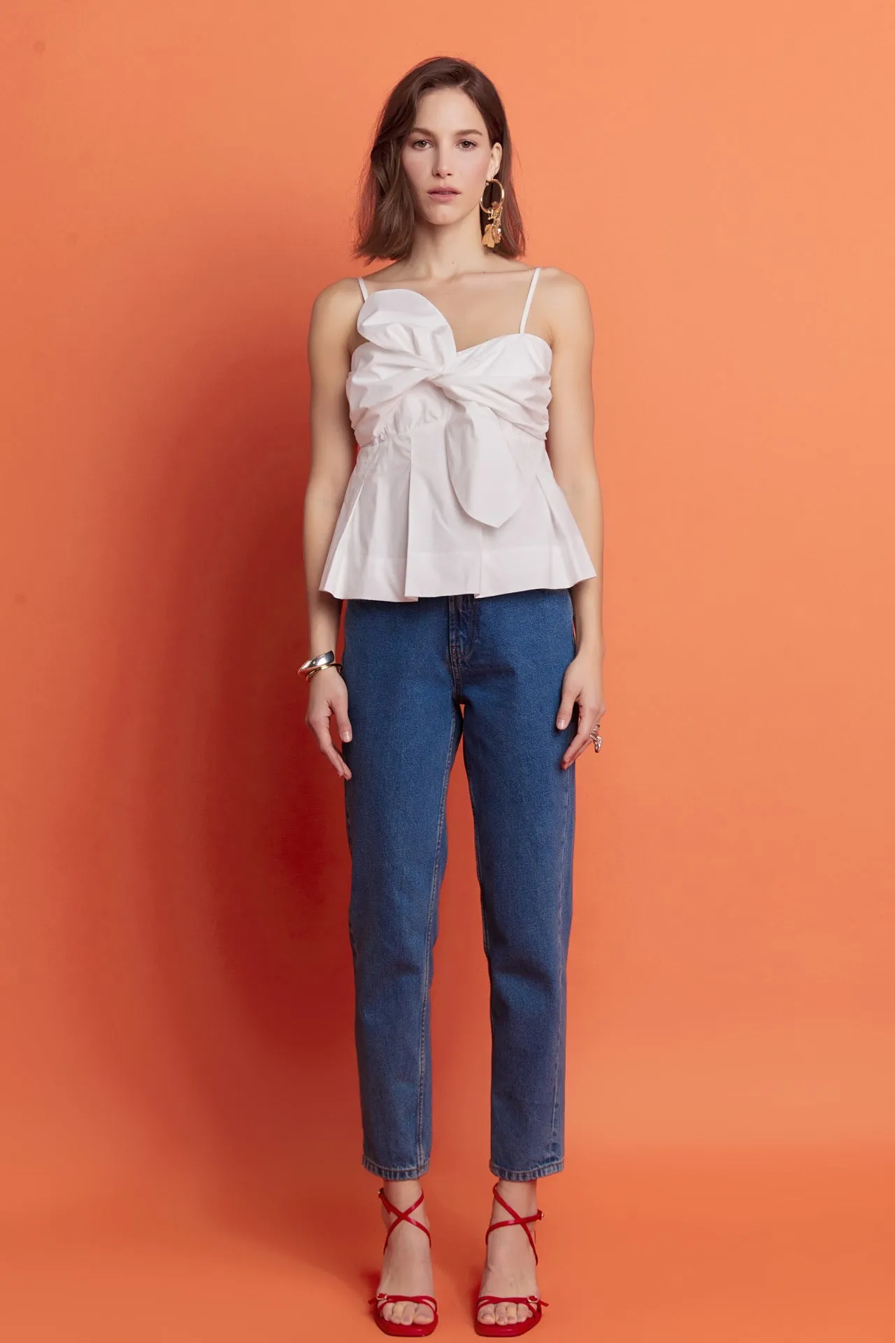 Tie Sleeveless Peplum Top