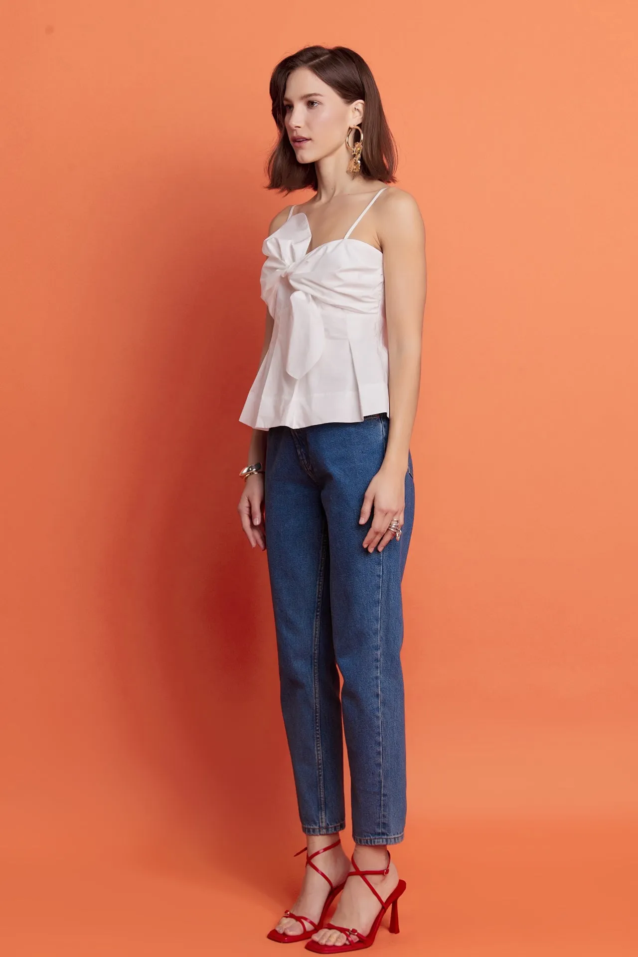 Tie Sleeveless Peplum Top