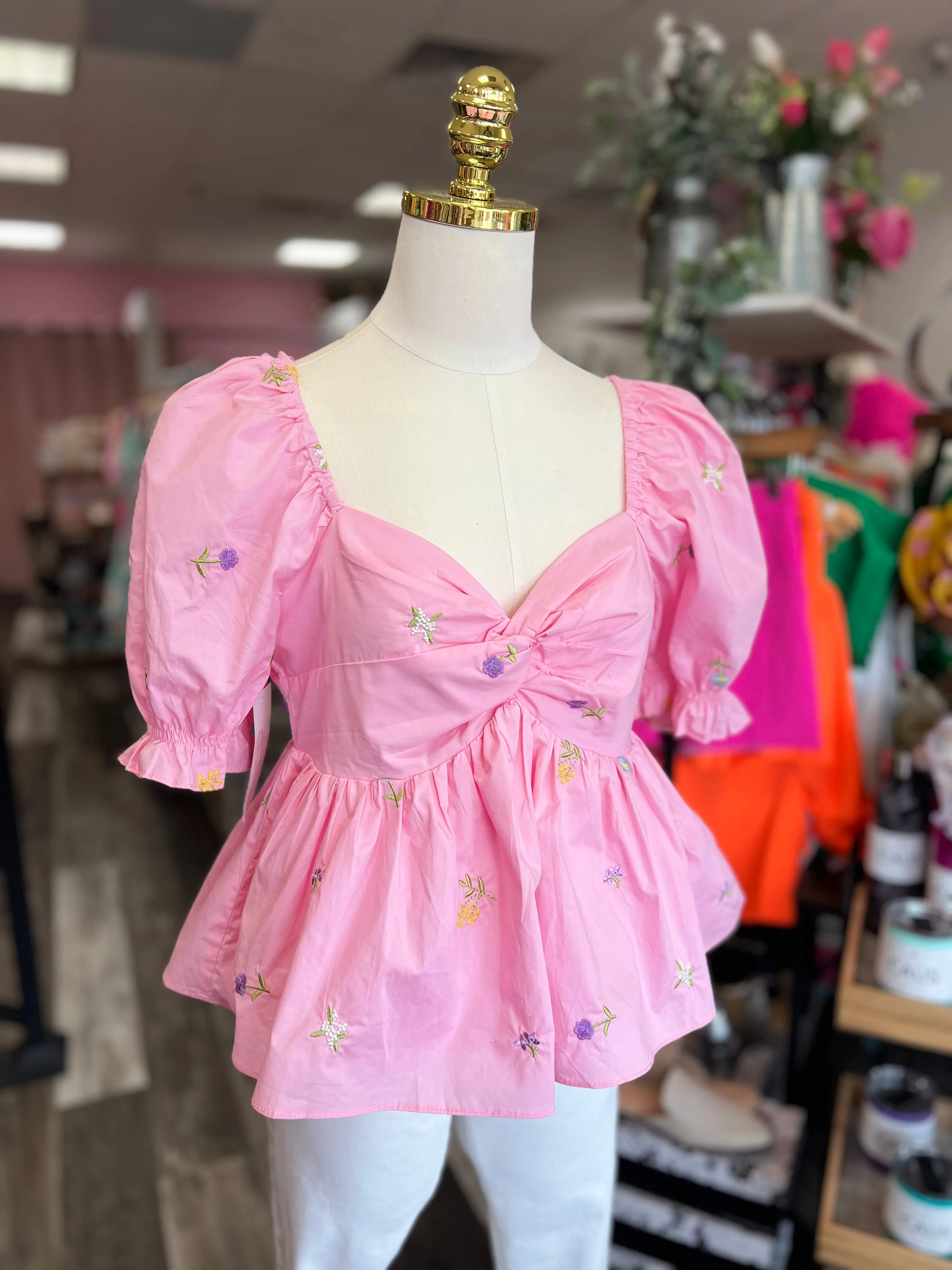 Waking Up To Spring Pink Peplum Top