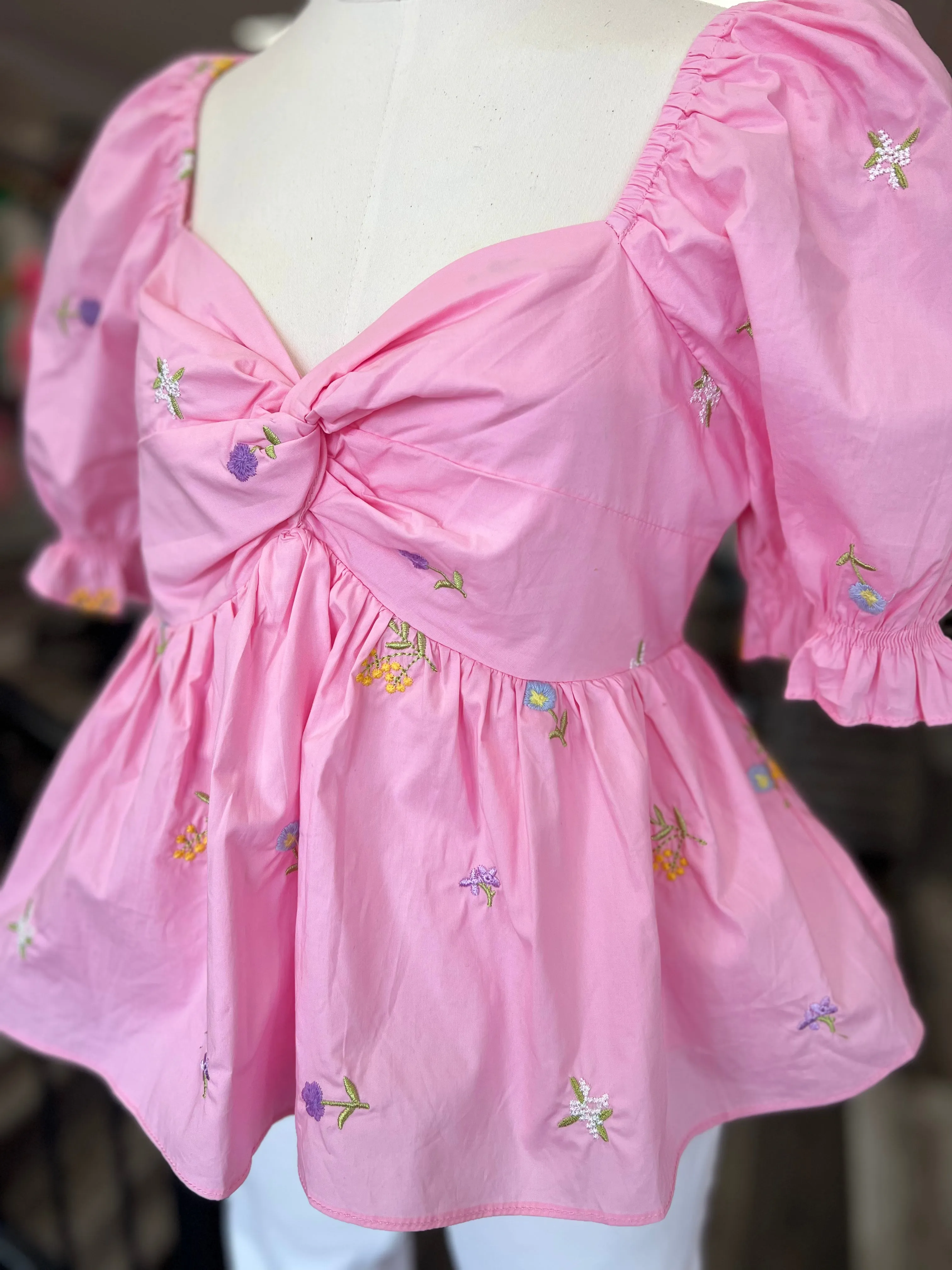 Waking Up To Spring Pink Peplum Top