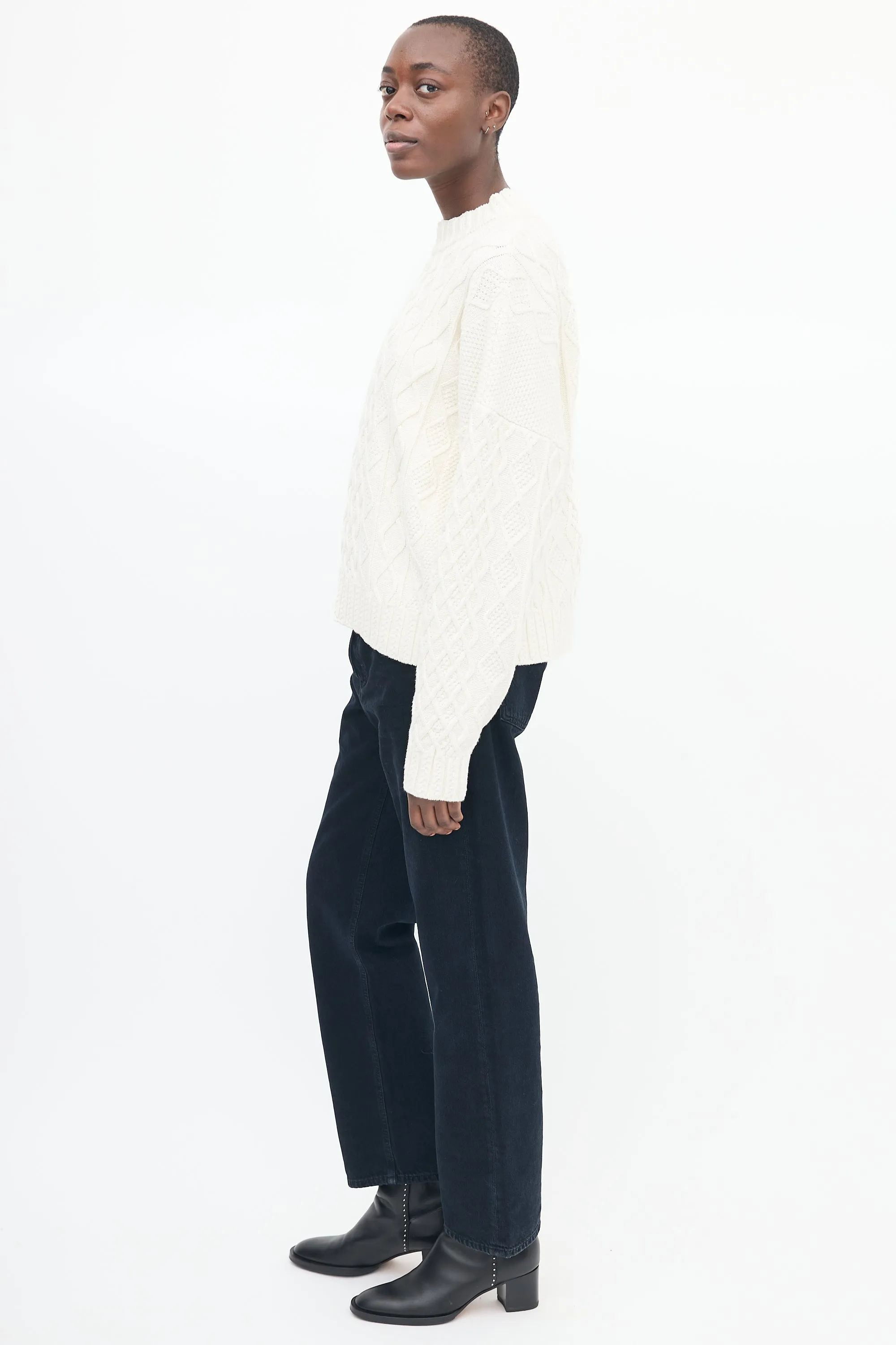 White Cable Knit Sweater
