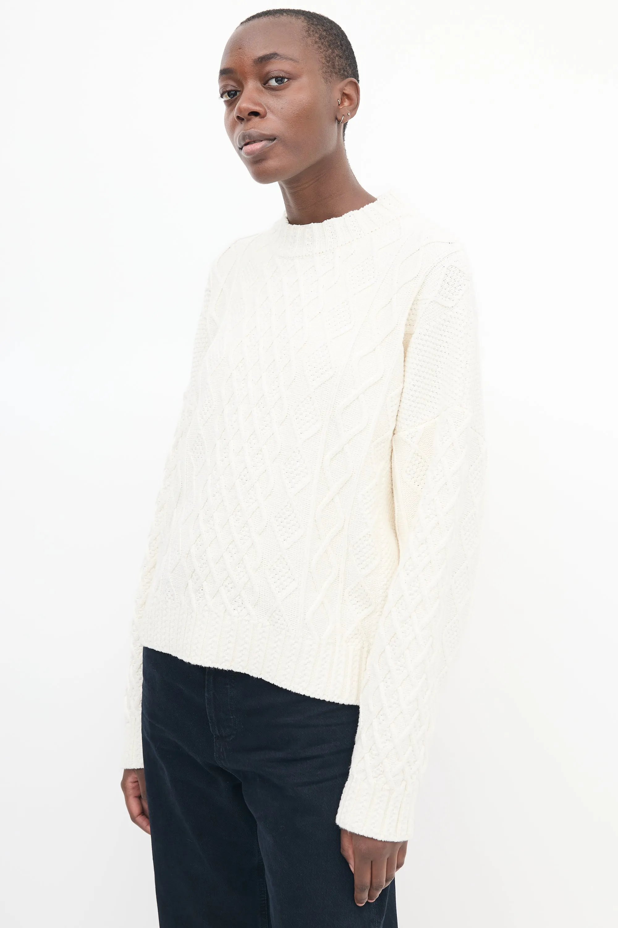 White Cable Knit Sweater