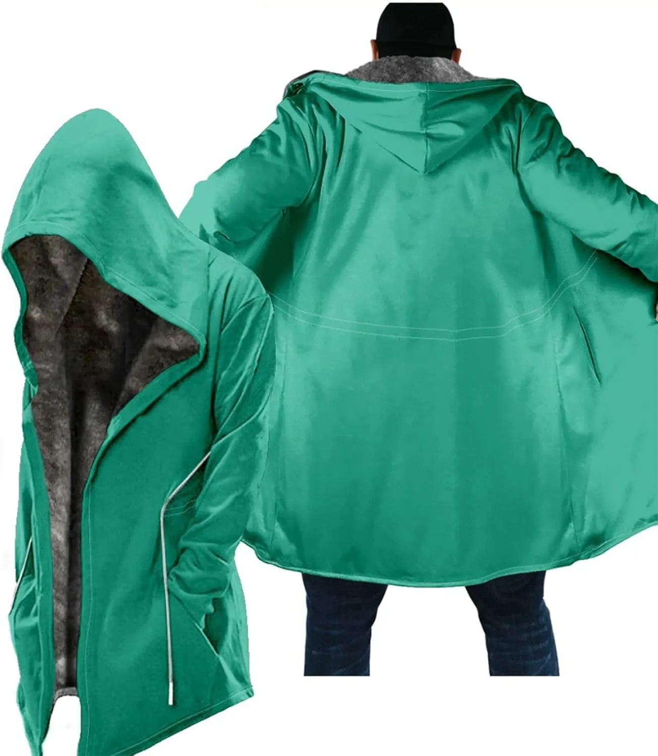 Winter Coats for Men With Hood Long Sleeve Heavyweight Warm Fleece Jacket, M-6XL