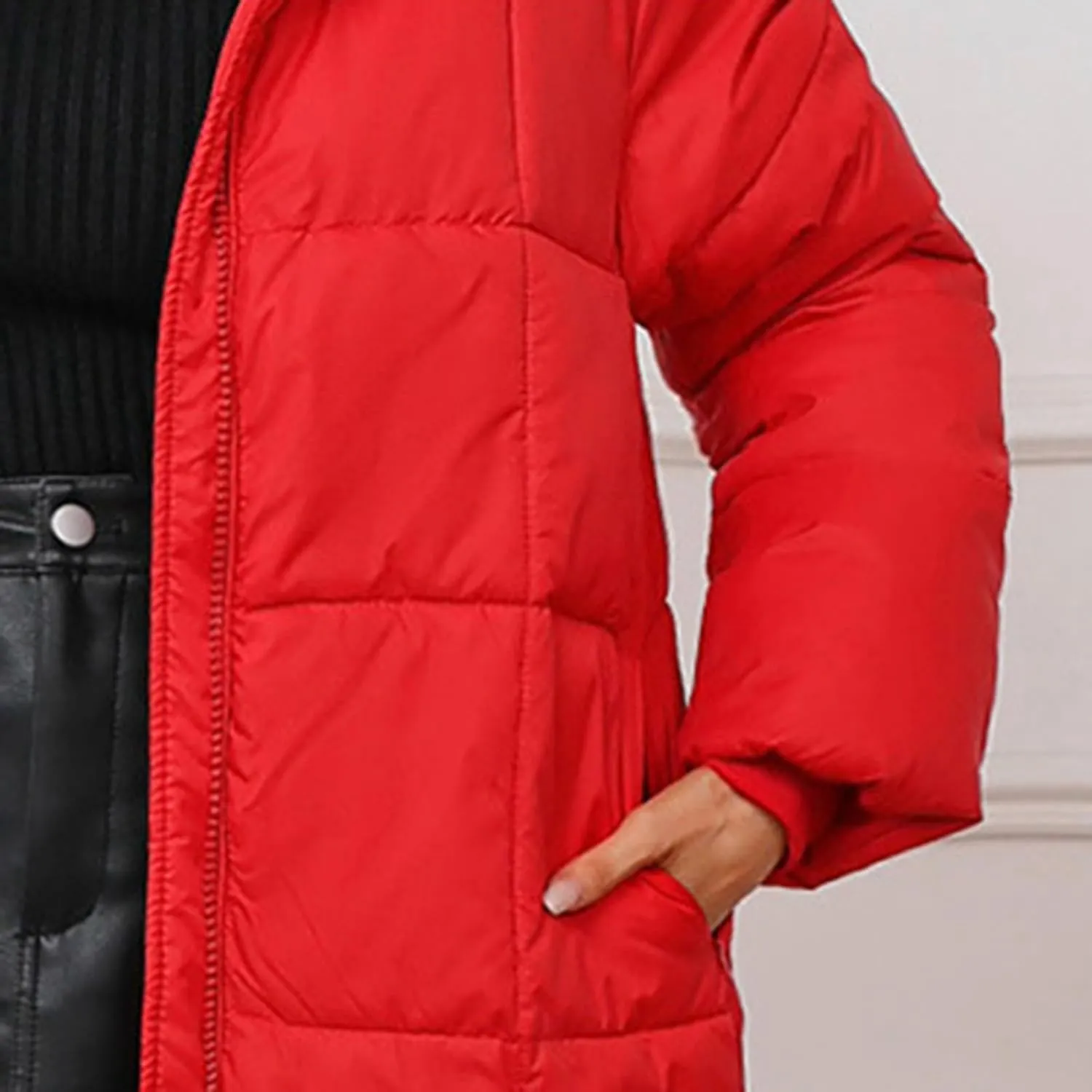 Womens Coats Winter Light Down Zipper Puffer Jackets Plus Size Long Sleeve Lightweight Parka Jackets With Pocket
